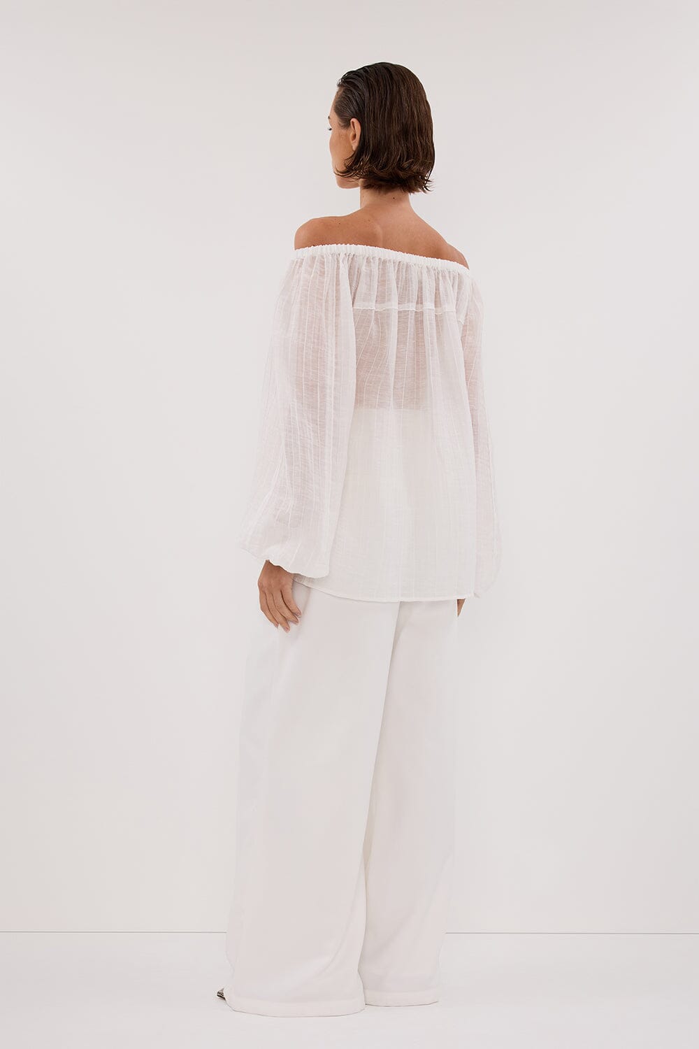 TAHITI WHITE LONG SLEEVE TOP Clothing DISSH Boutiques 