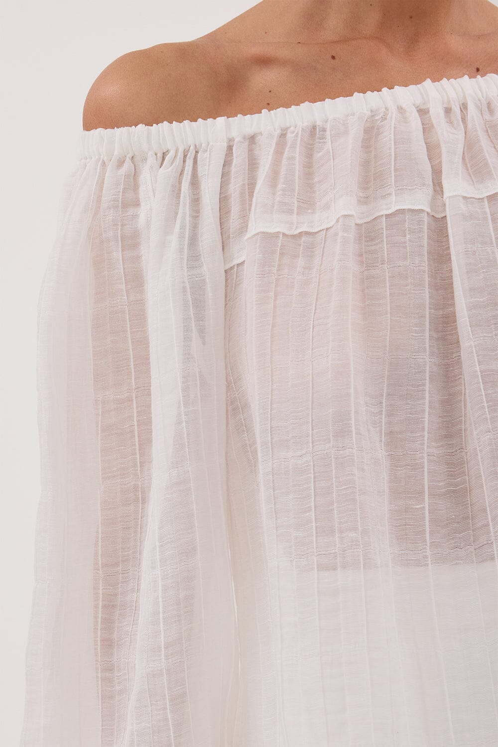 TAHITI WHITE LONG SLEEVE TOP Clothing DISSH Boutiques 