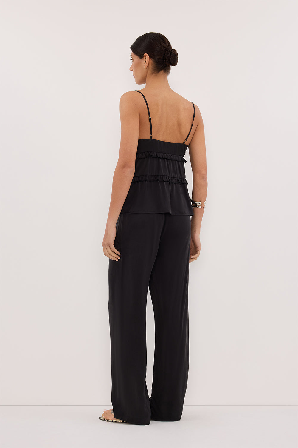 トップス babylclub Disco frill tops black LENA BLACK SILK FRILL TOP | Dissh