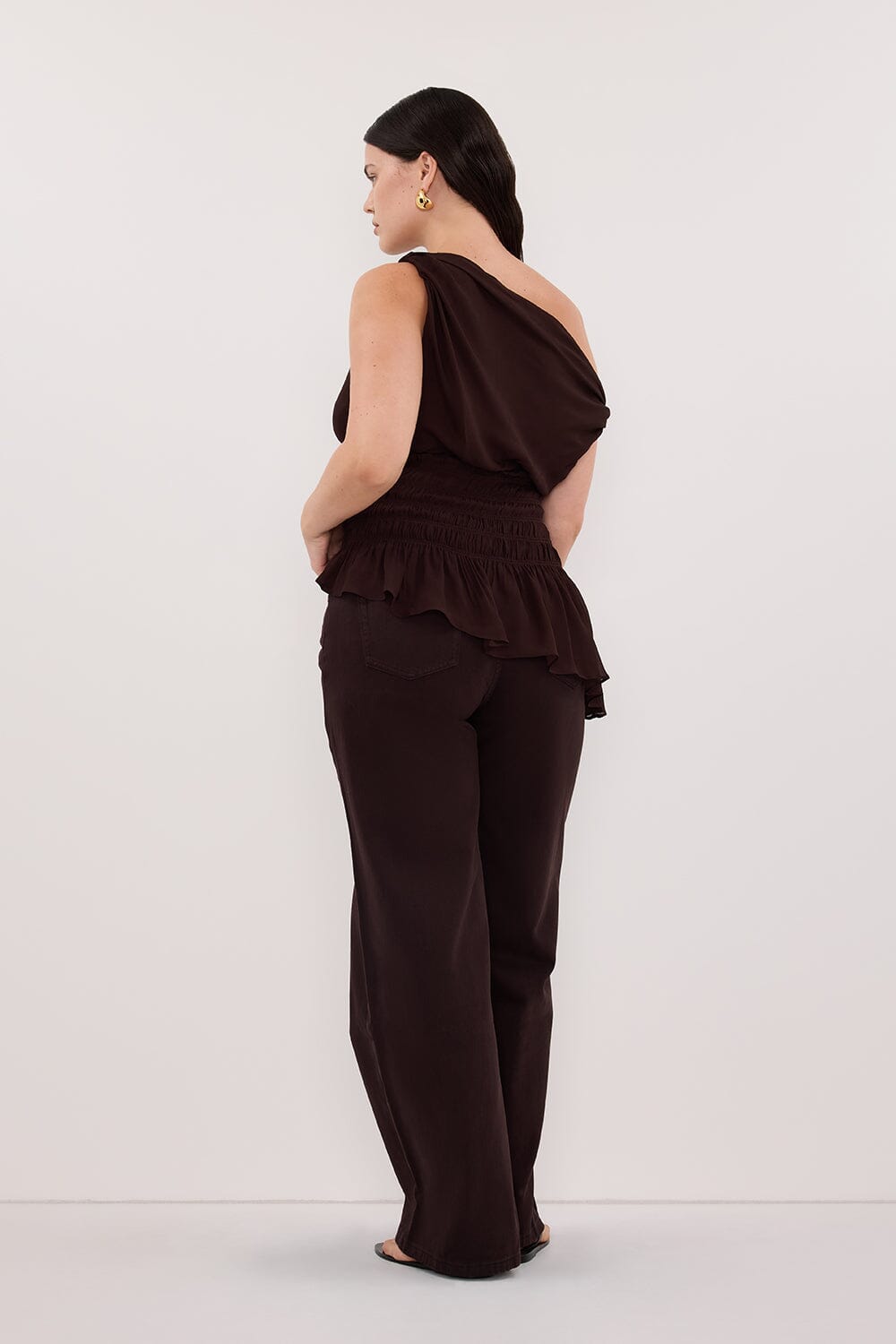 TIANA DARK CHOC ASYM TOP
