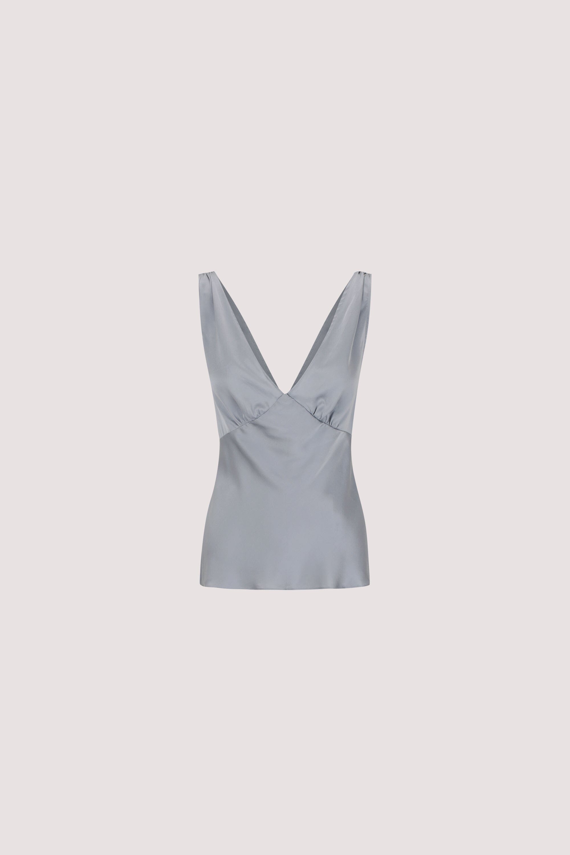 JORJA DUSTY BLUE SLEEVELESS SILK TOP