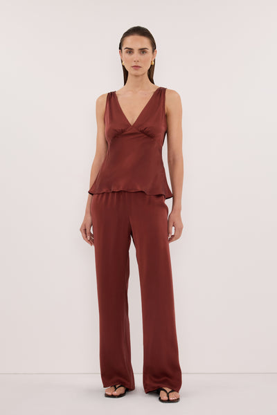 Stas wearing JORJA SAHARA SLEEVELESS SILK TOP
