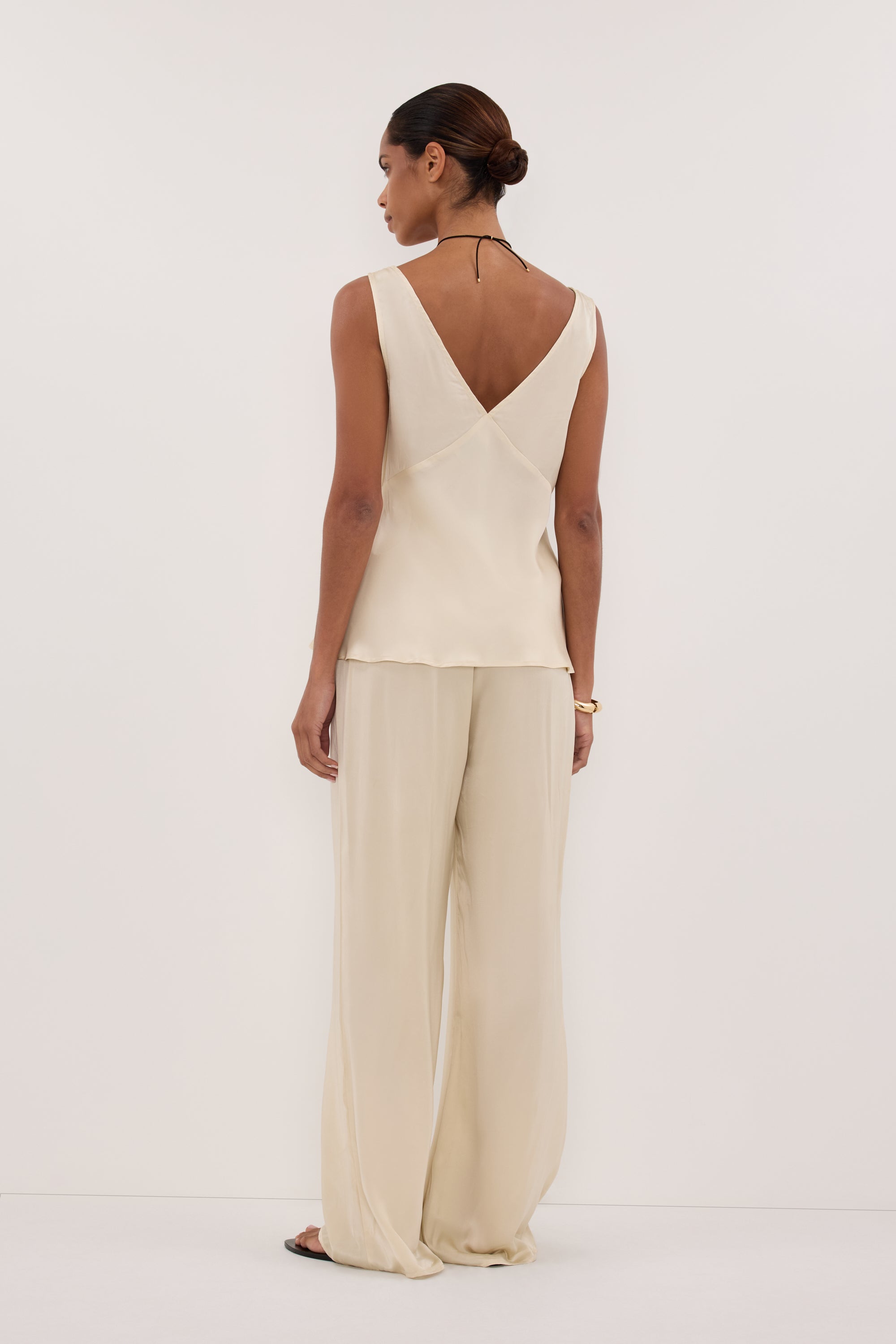 JORJA STRAW SLEEVELESS SILK TOP
