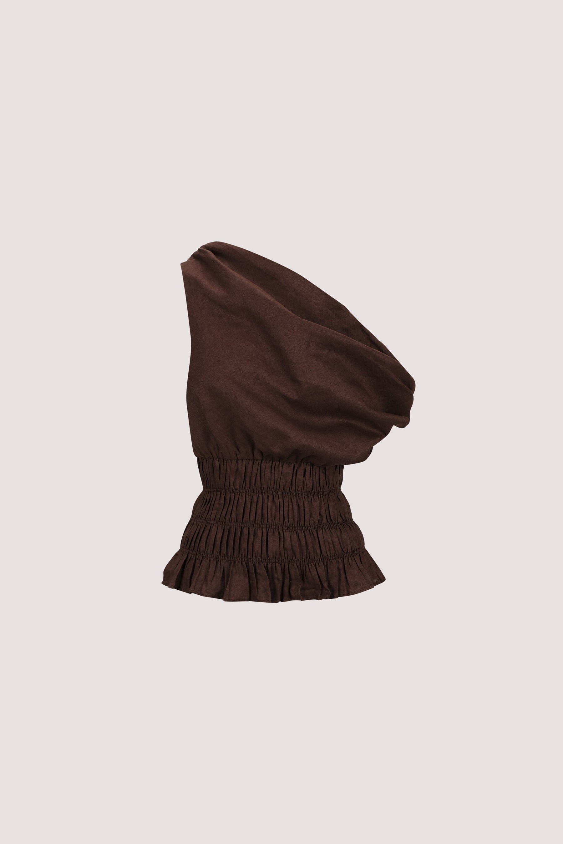 MAIA COCOA SLEEVELESS LINEN SHIRRED TOP Clothing DISSH Boutiques 