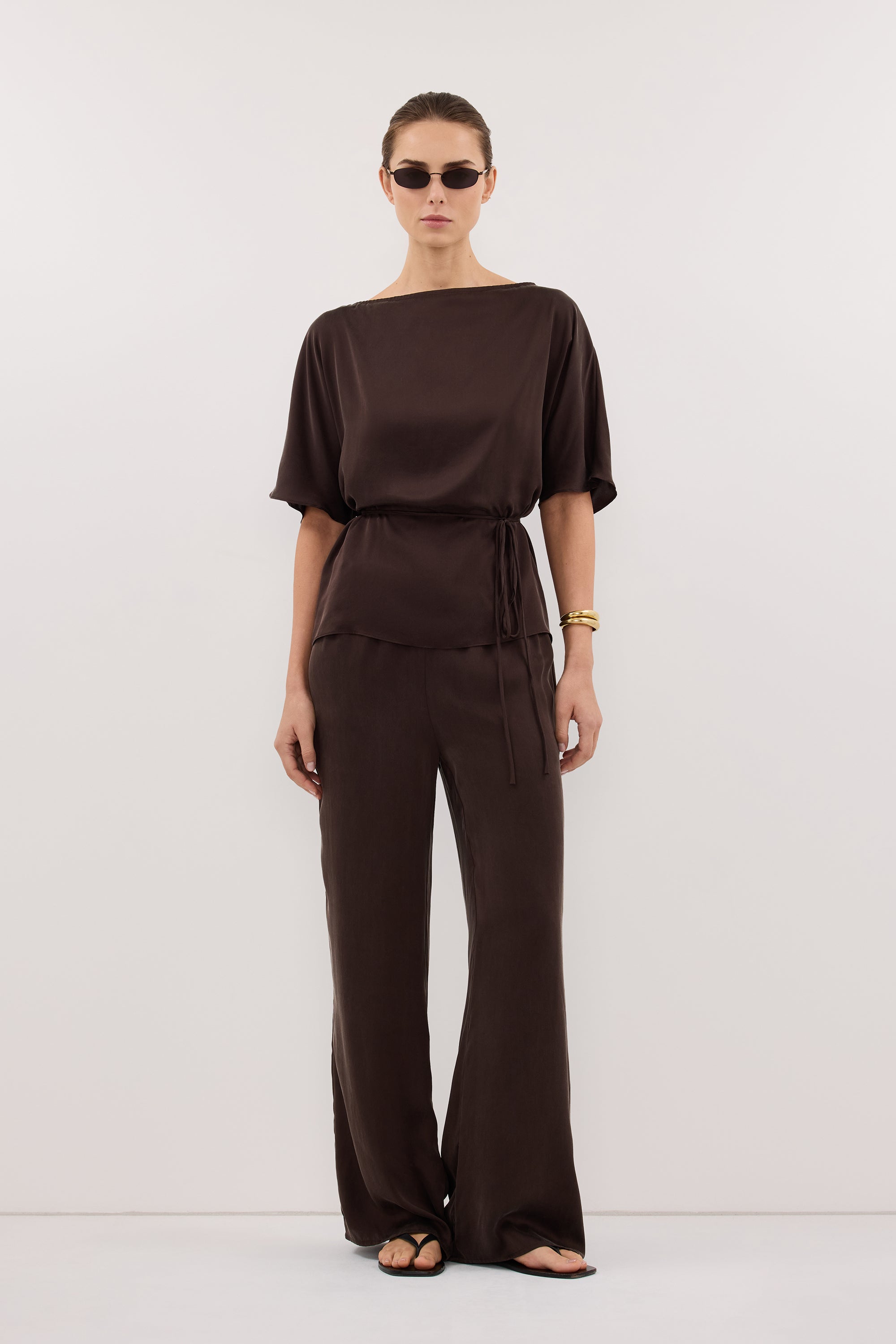 PERCY BITTER CHOC SILK PANT