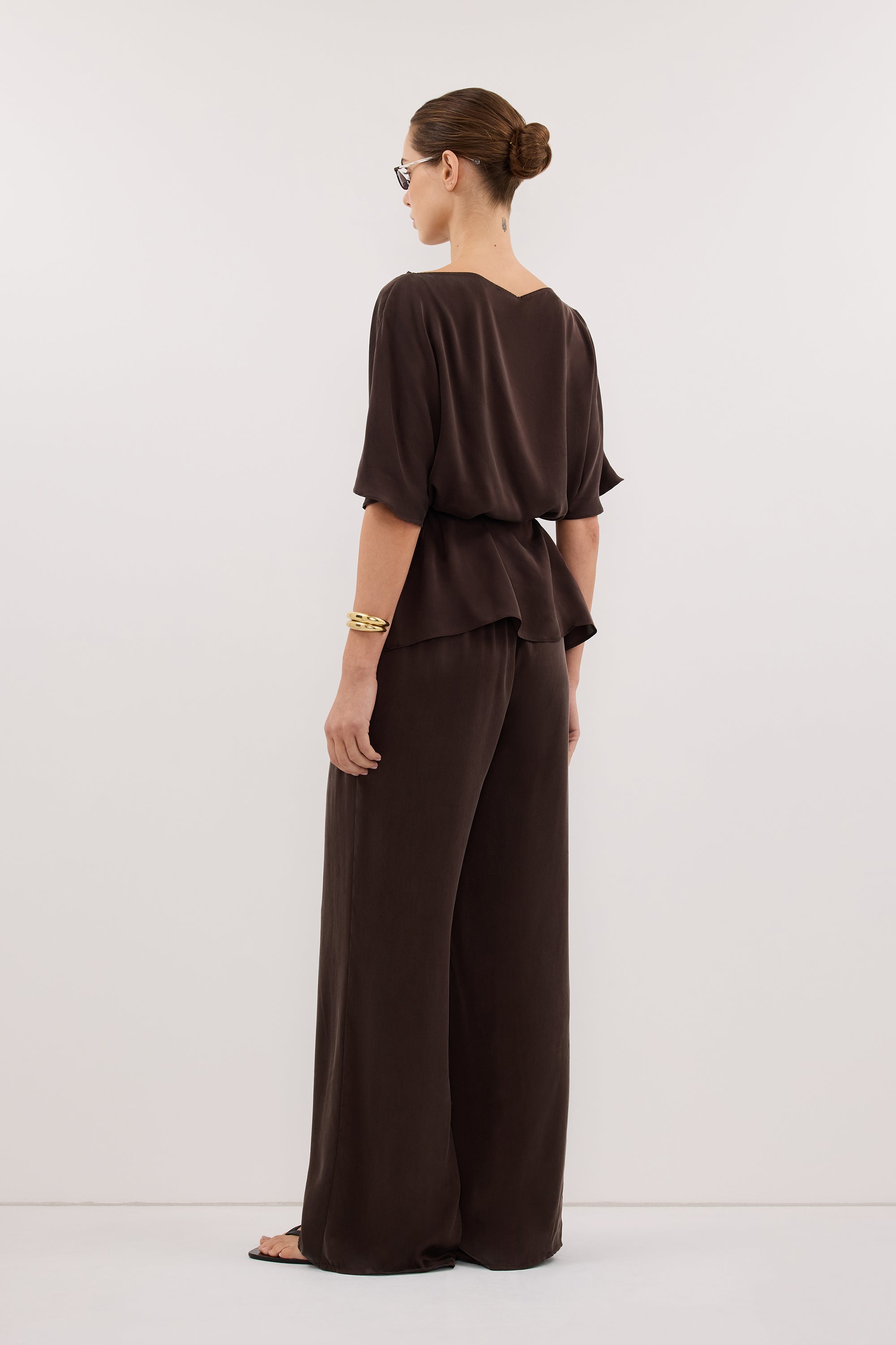 PERCY BITTER CHOC SILK PANT