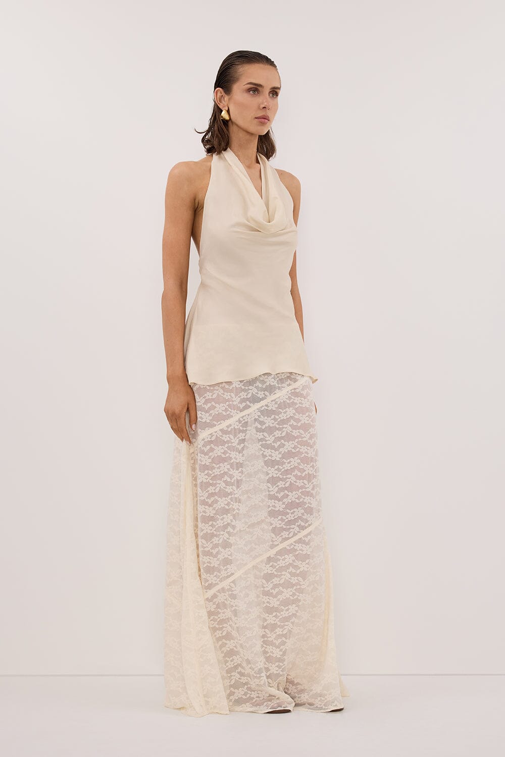 CARLENE STRAW SLEEVELESS CUPRO COWL TOP