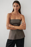 HAILEY CHOC STRAPLESS STRIPE BUSTIER TOP