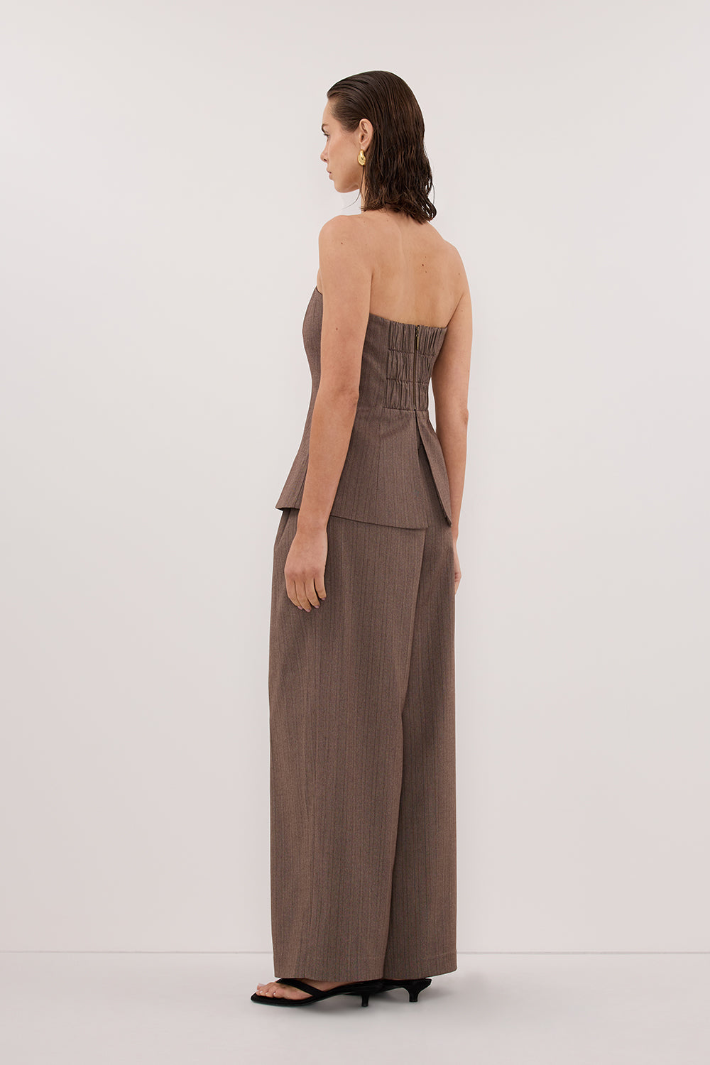 HAILEY CHOC STRAPLESS STRIPE BUSTIER TOP Clothing DISSH Boutiques 