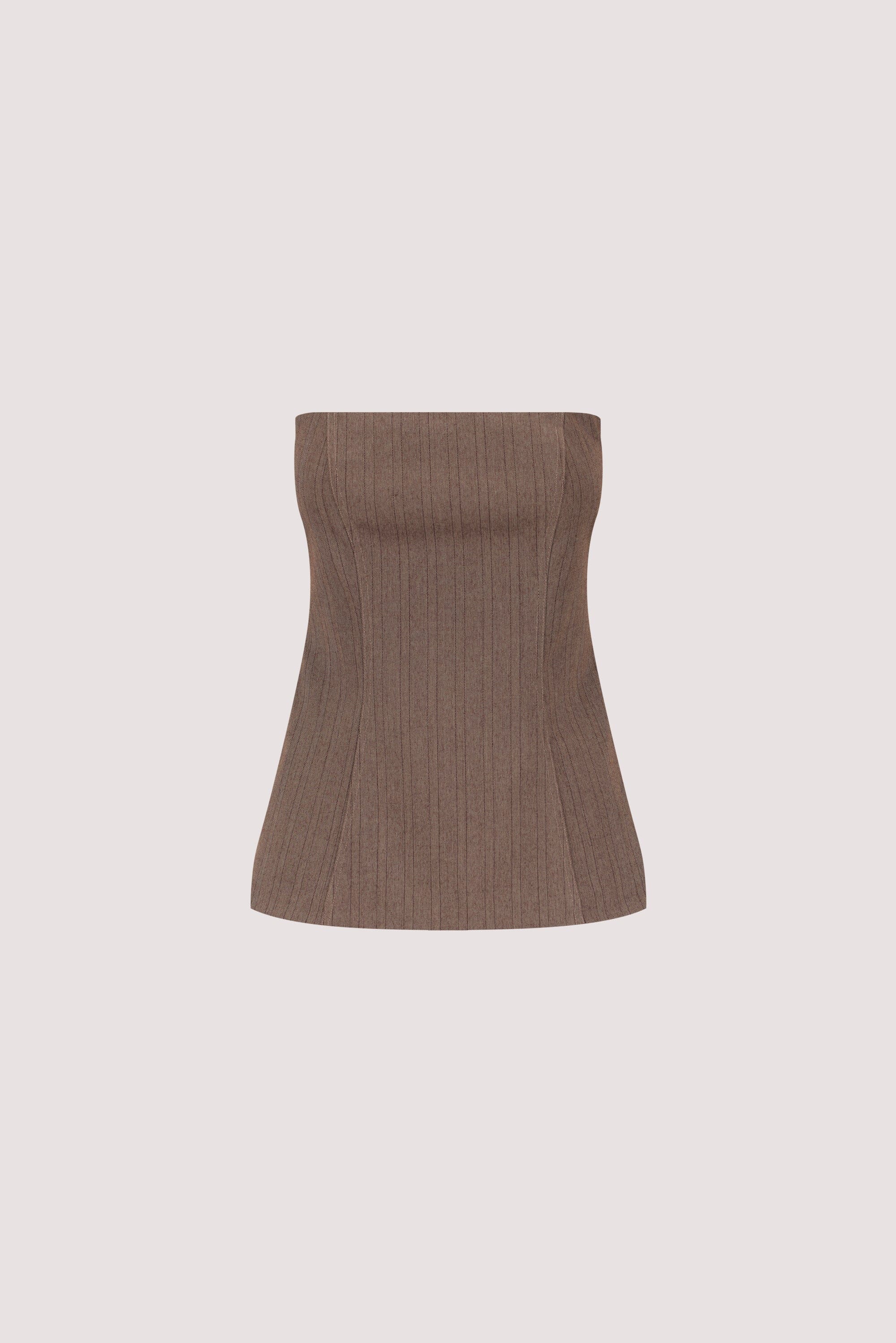 HAILEY CHOC STRAPLESS STRIPE BUSTIER TOP