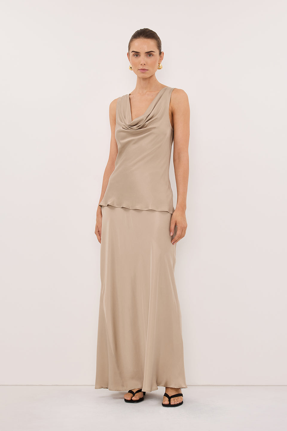 PEYTON GOLD SILK COWL TOP