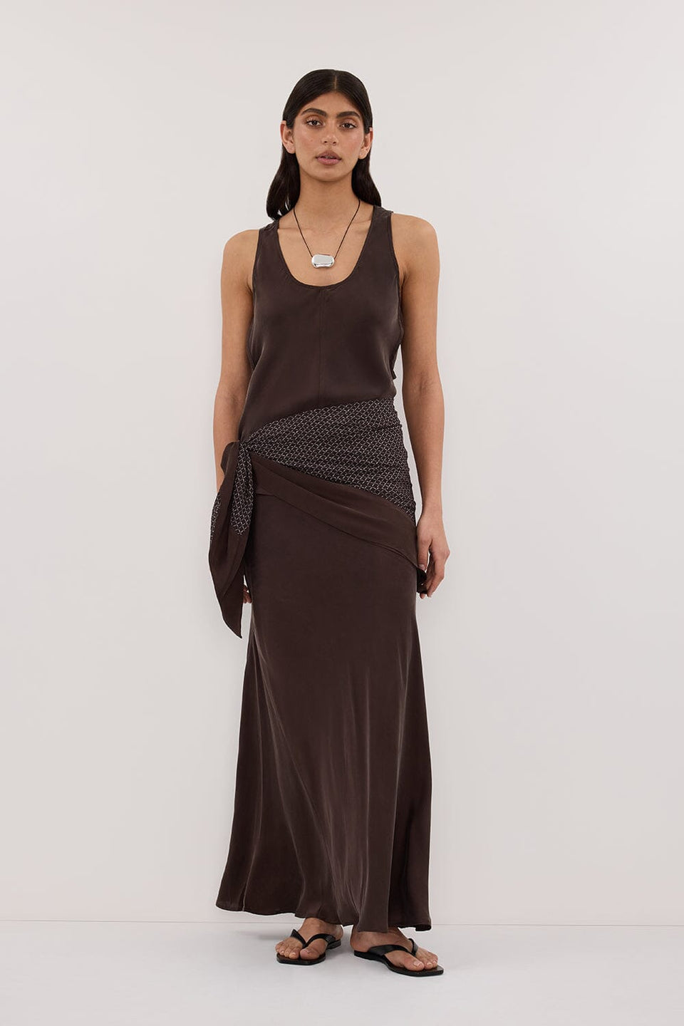 COLETTE BITTER CHOC SILK SKIRT Clothing DISSH Boutiques 