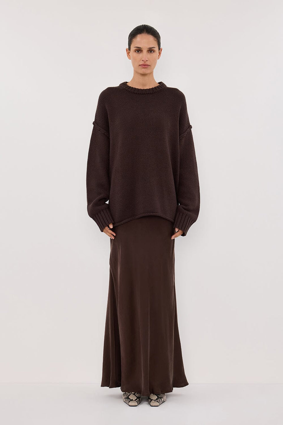 COLETTE BITTER CHOC SILK SKIRT Clothing DISSH Boutiques 