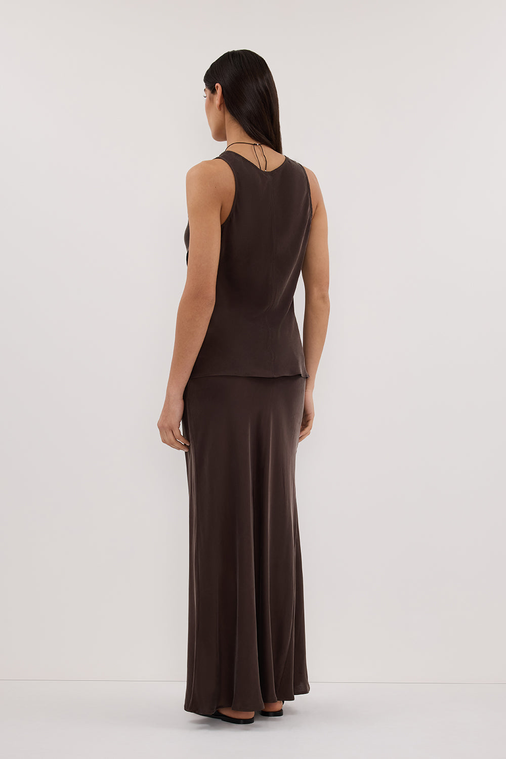 COLETTE BITTER CHOC SILK MAXI SKIRT