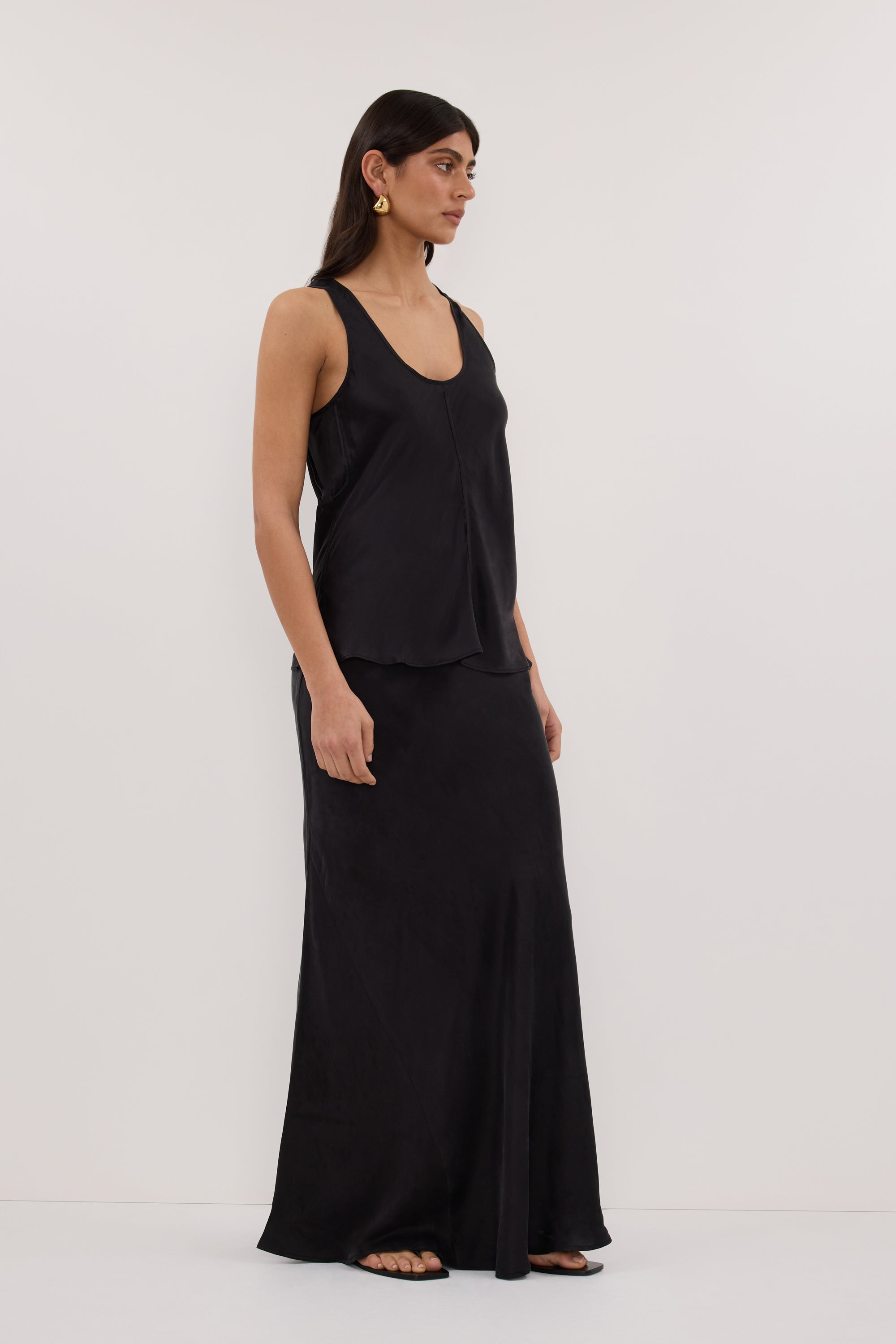 COLETTE BLACK SILK MAXI SKIRT
