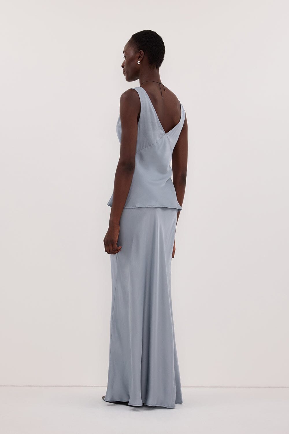 COLETTE DUSTY BLUE SILK MAXI SKIRT