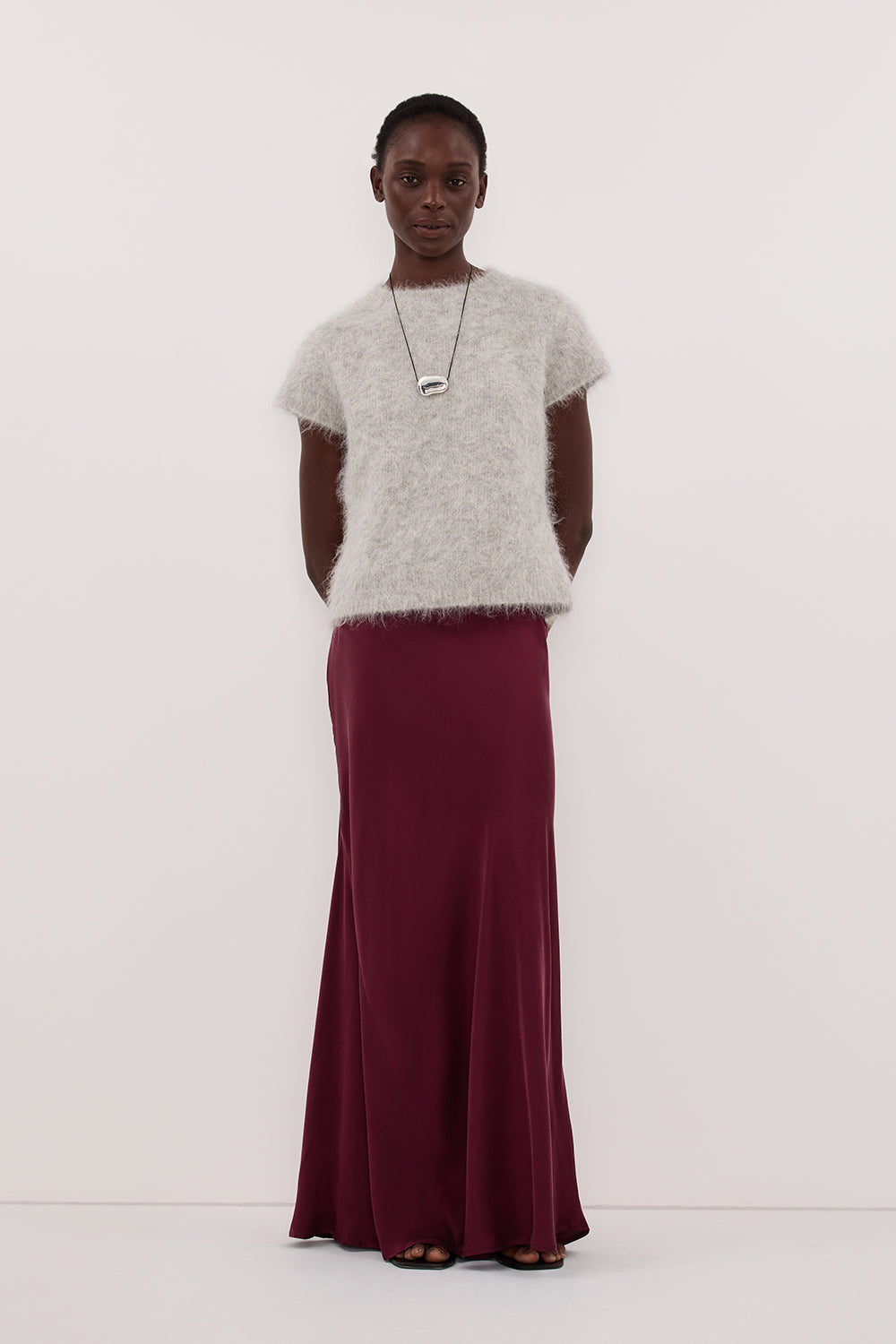COLETTE MERLOT SILK MAXI SKIRT