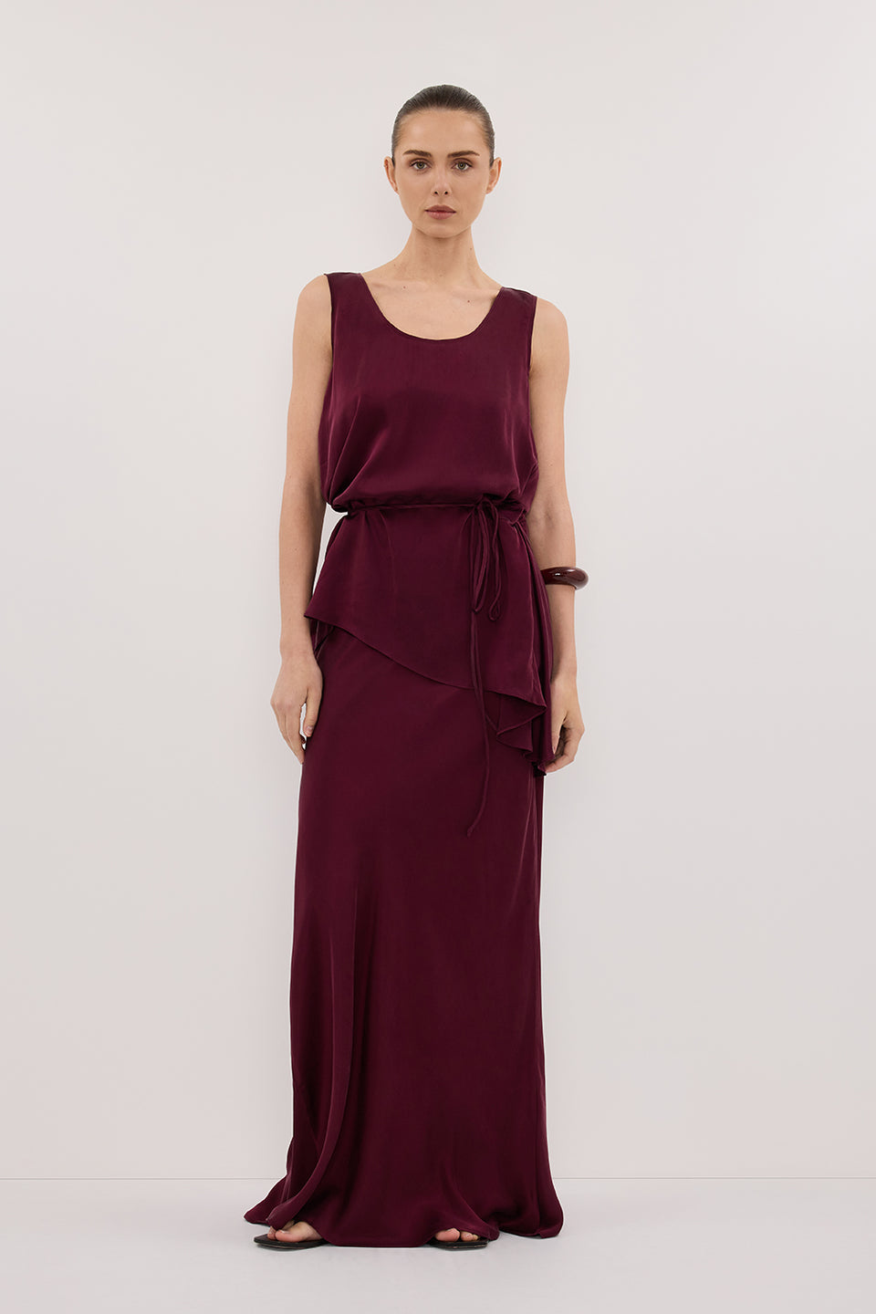 COLETTE MERLOT SILK MIDI SKIRT - PRE ORDER Clothing DISSH Boutiques 6 MERLOT 