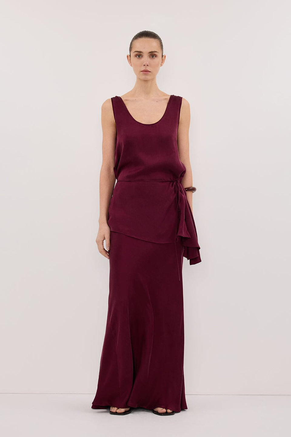 COLETTE MERLOT SILK MIDI SKIRT - PRE ORDER Clothing DISSH Boutiques 6 MERLOT 