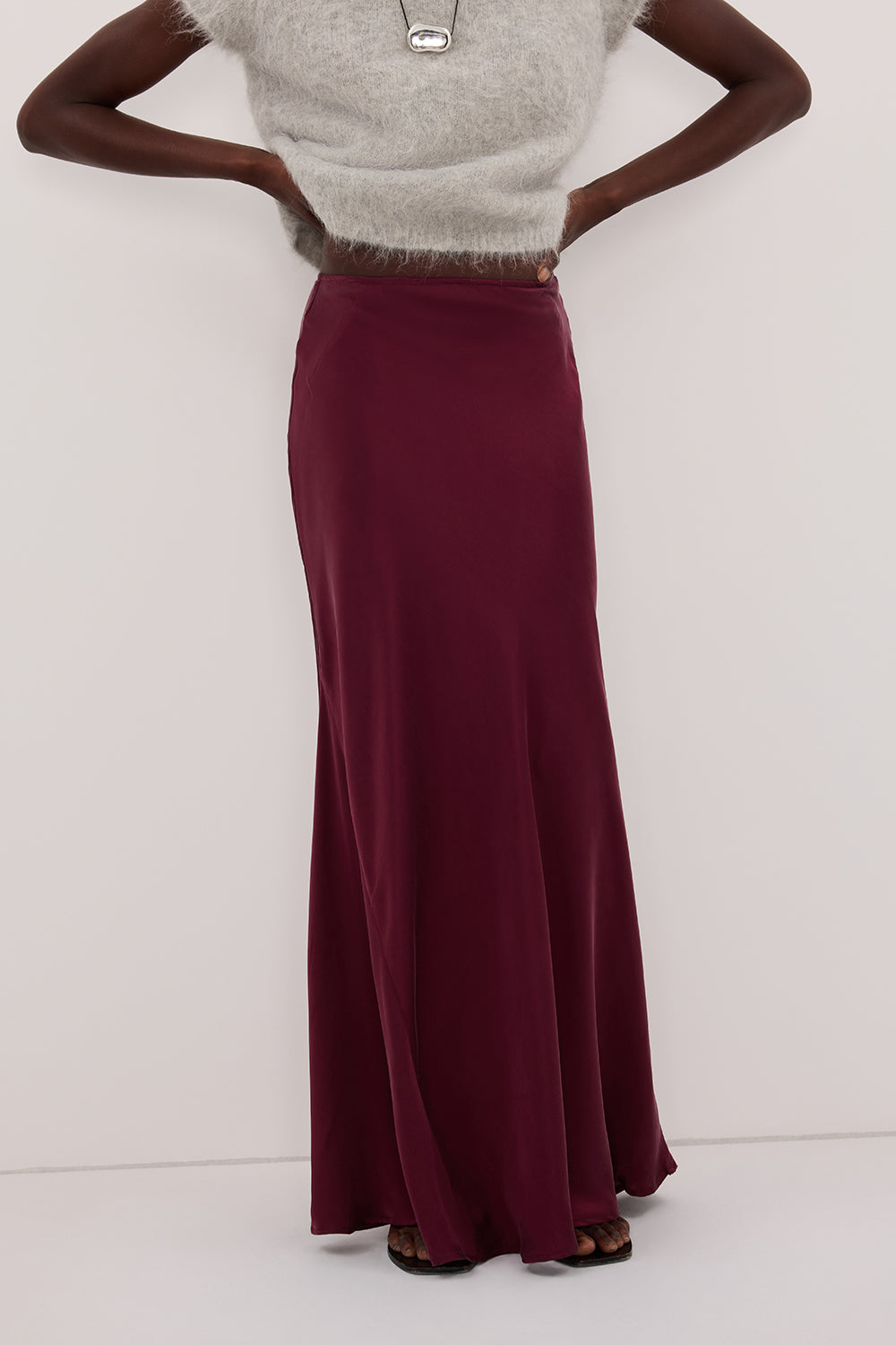 COLETTE MERLOT SILK MAXI SKIRT