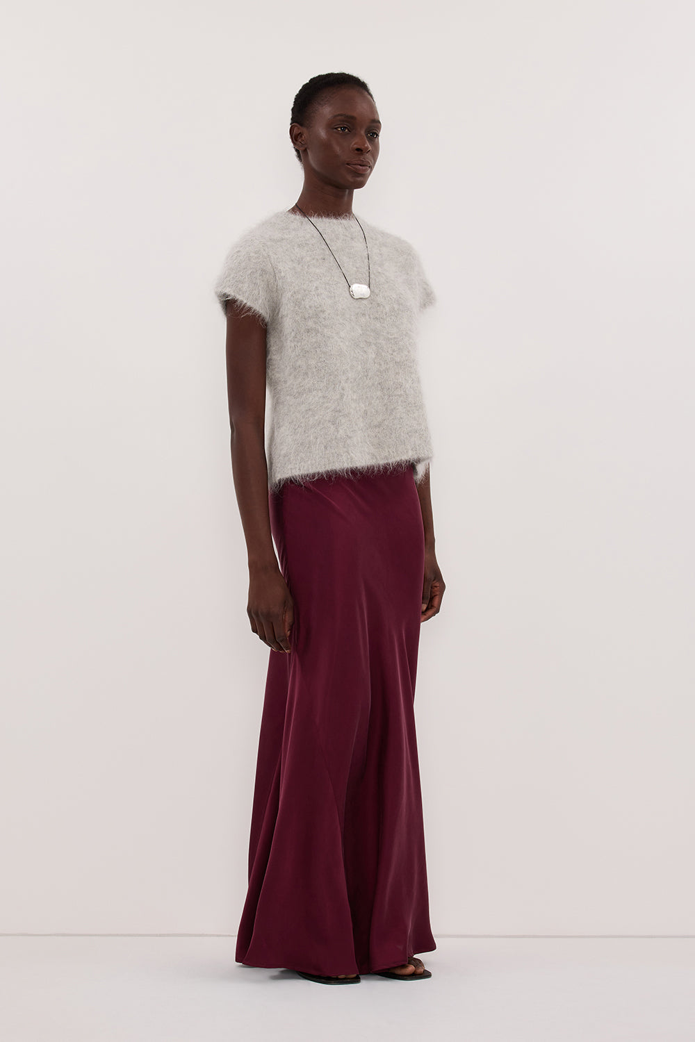 COLETTE MERLOT SILK MAXI SKIRT