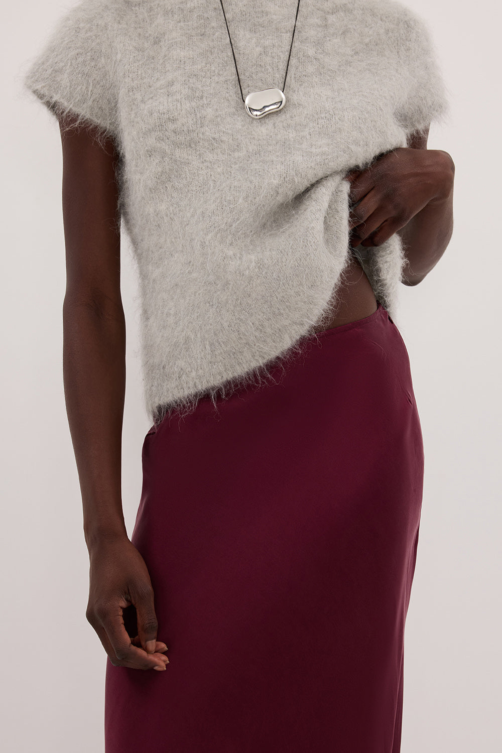 COLETTE MERLOT SILK MAXI SKIRT