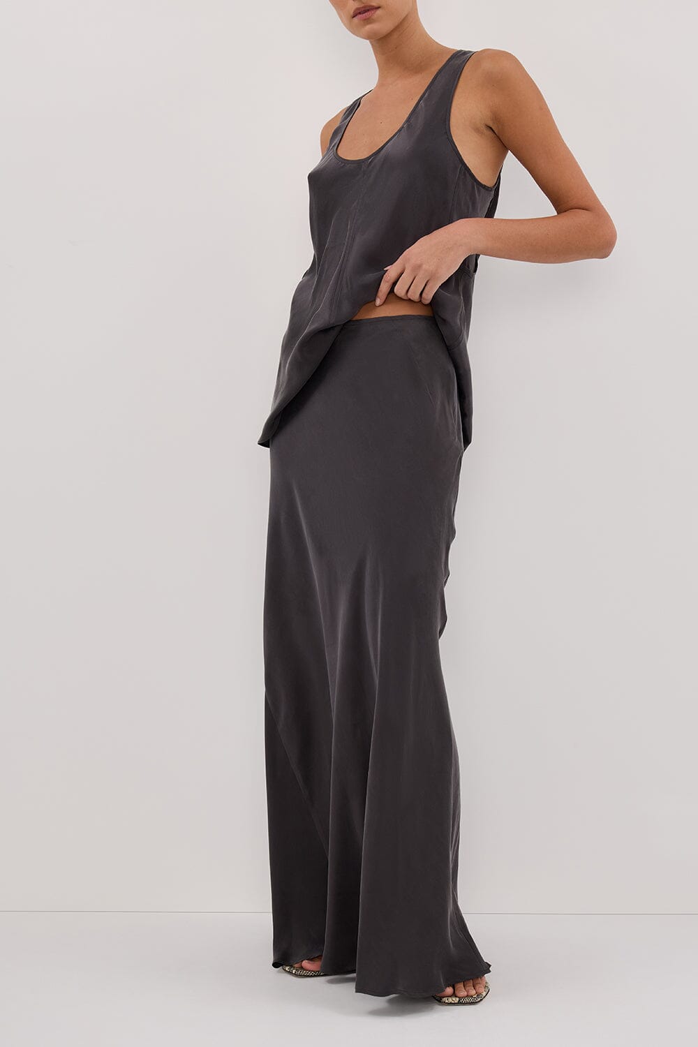 COLETTE PETROL SILK SKIRT Clothing DISSH Boutiques 