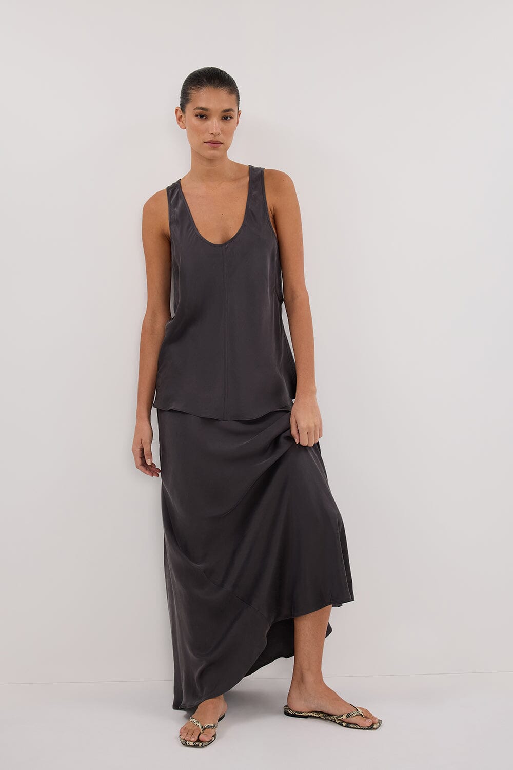 COLETTE PETROL SILK SKIRT Clothing DISSH Boutiques 