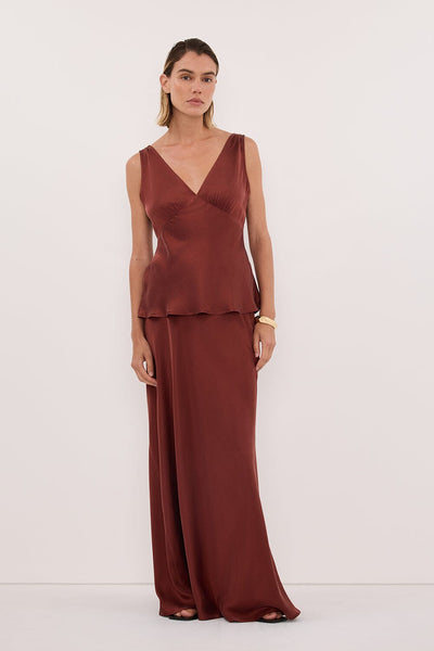 Joanna wearing COLETTE SAHARA SILK MAXI SKIRT