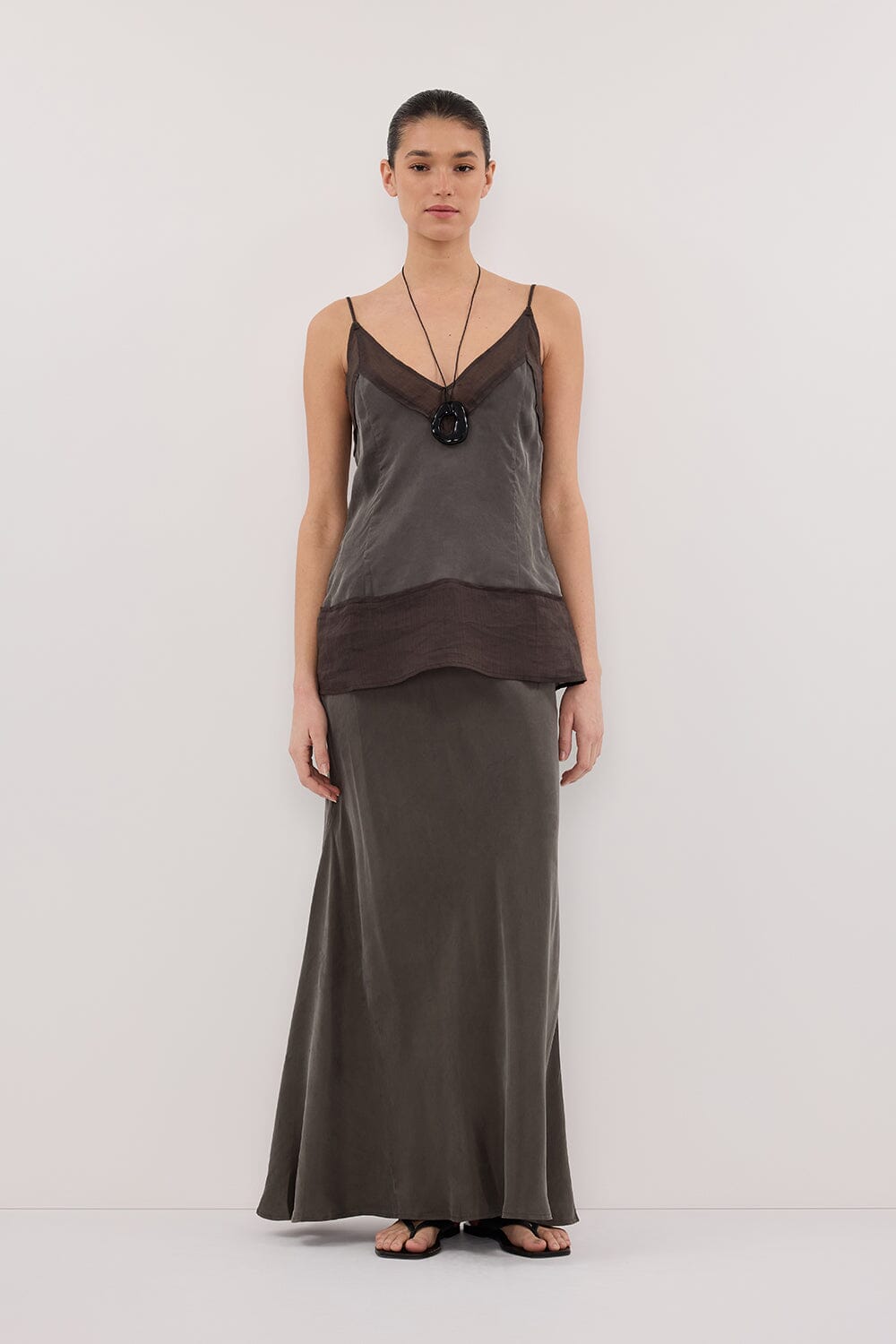 ADDISON PETROL BIAS CUPRO MAXI SKIRT Clothing DISSH Boutiques 