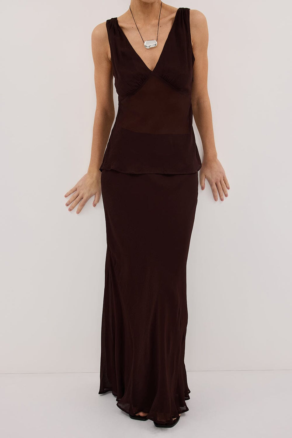 CARLY DARK CHOC MIDI SKIRT - PRE ORDER Clothing DISSH Boutiques 