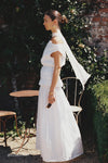 MAIA WHITE LINEN SHIRRED SKIRT