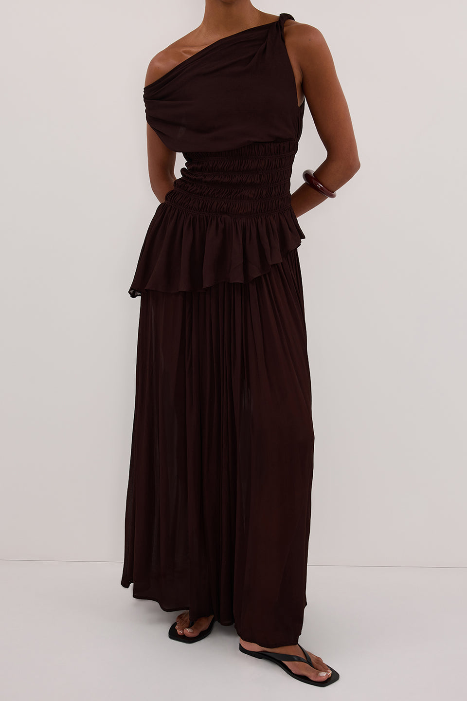 TIANA DARK CHOC MIDI SKIRT Clothing DISSH Boutiques 