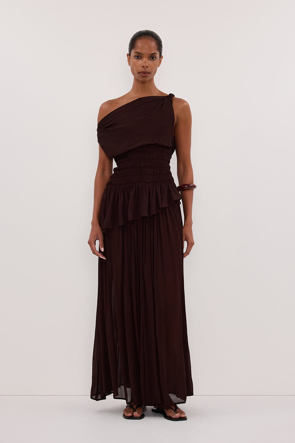 TIANA DARK CHOC MIDI SKIRT