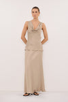 JULIETTE GOLD SILK MIDI SKIRT