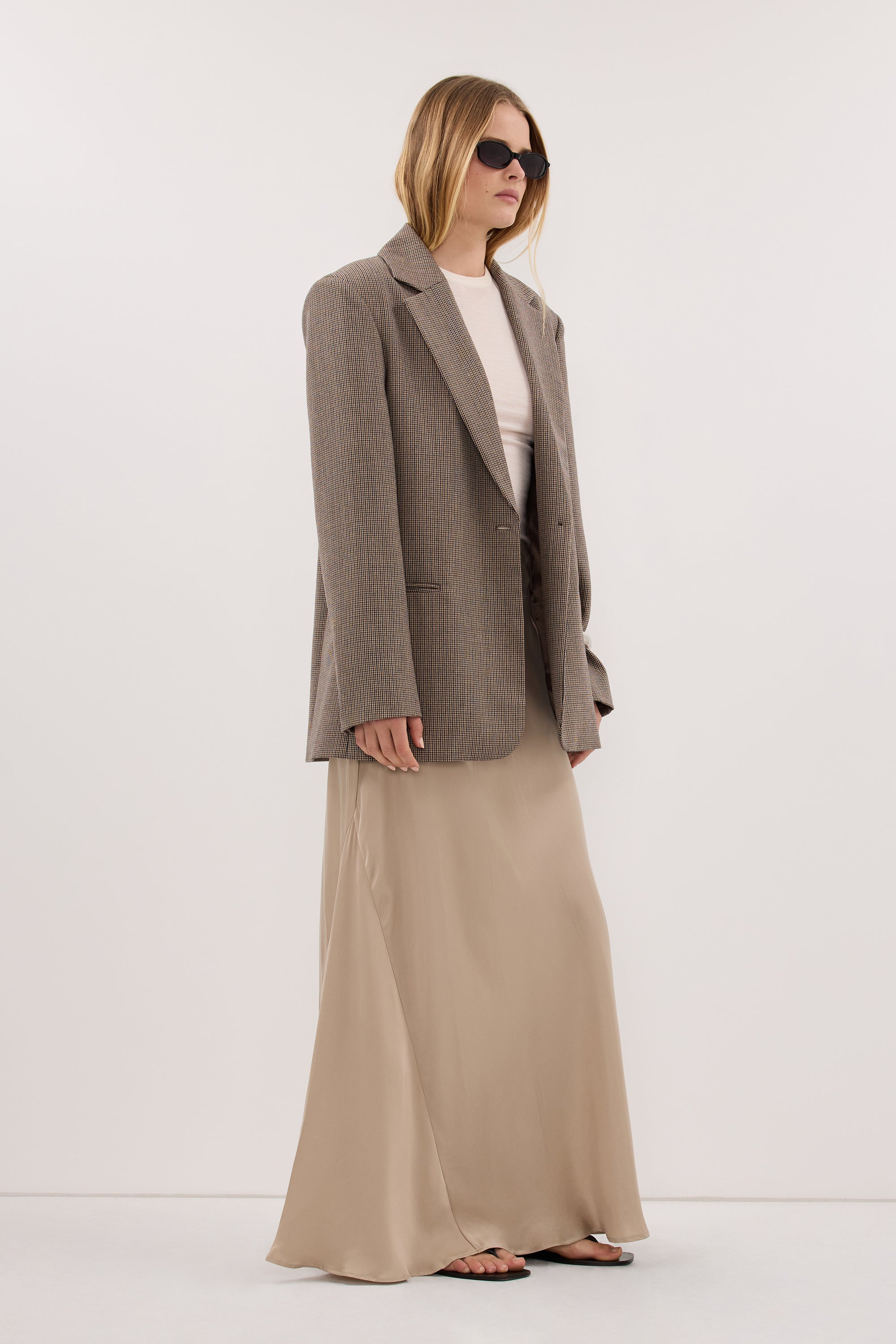 JULIETTE GOLD SILK MIDI SKIRT