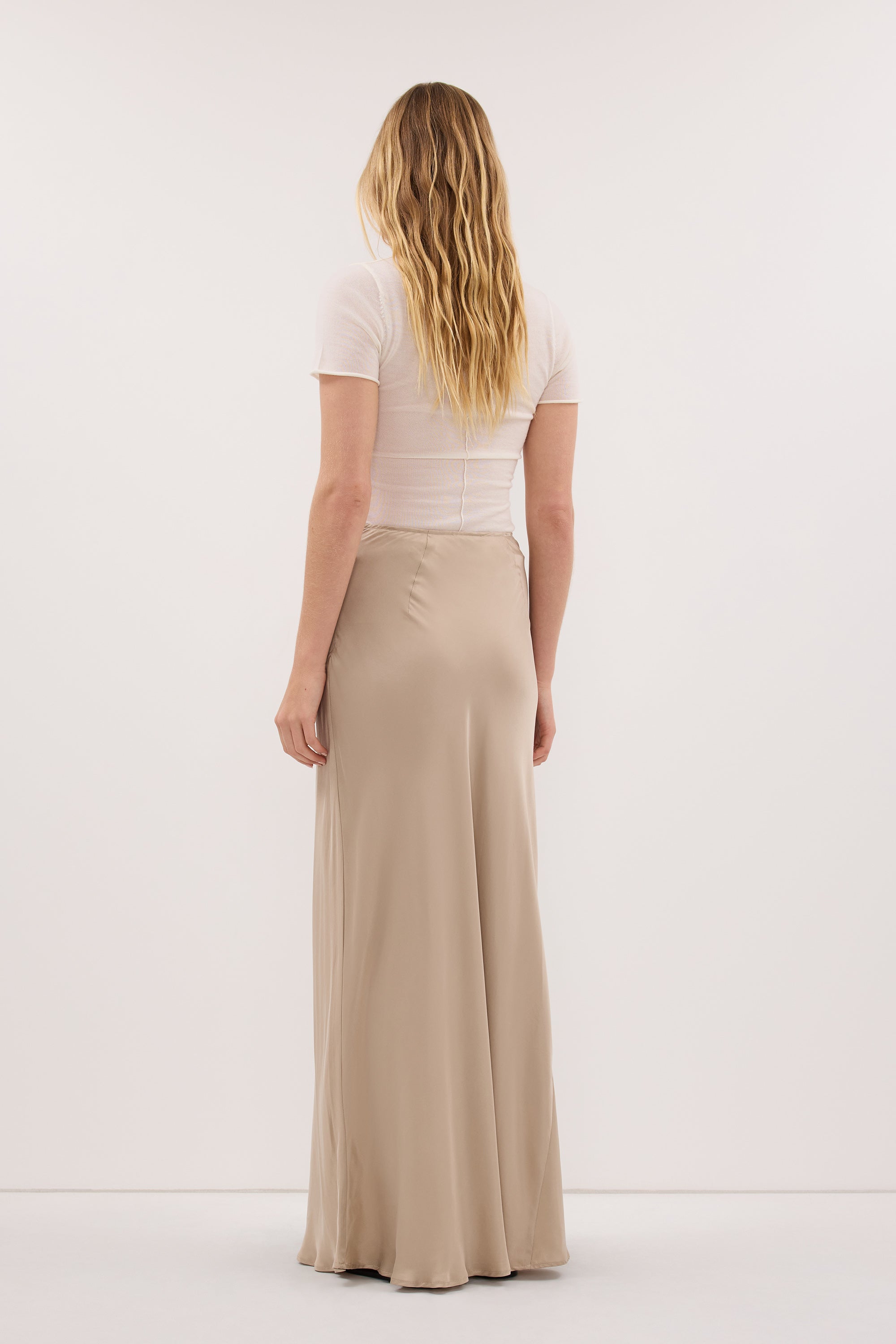 JULIETTE GOLD SILK MIDI SKIRT