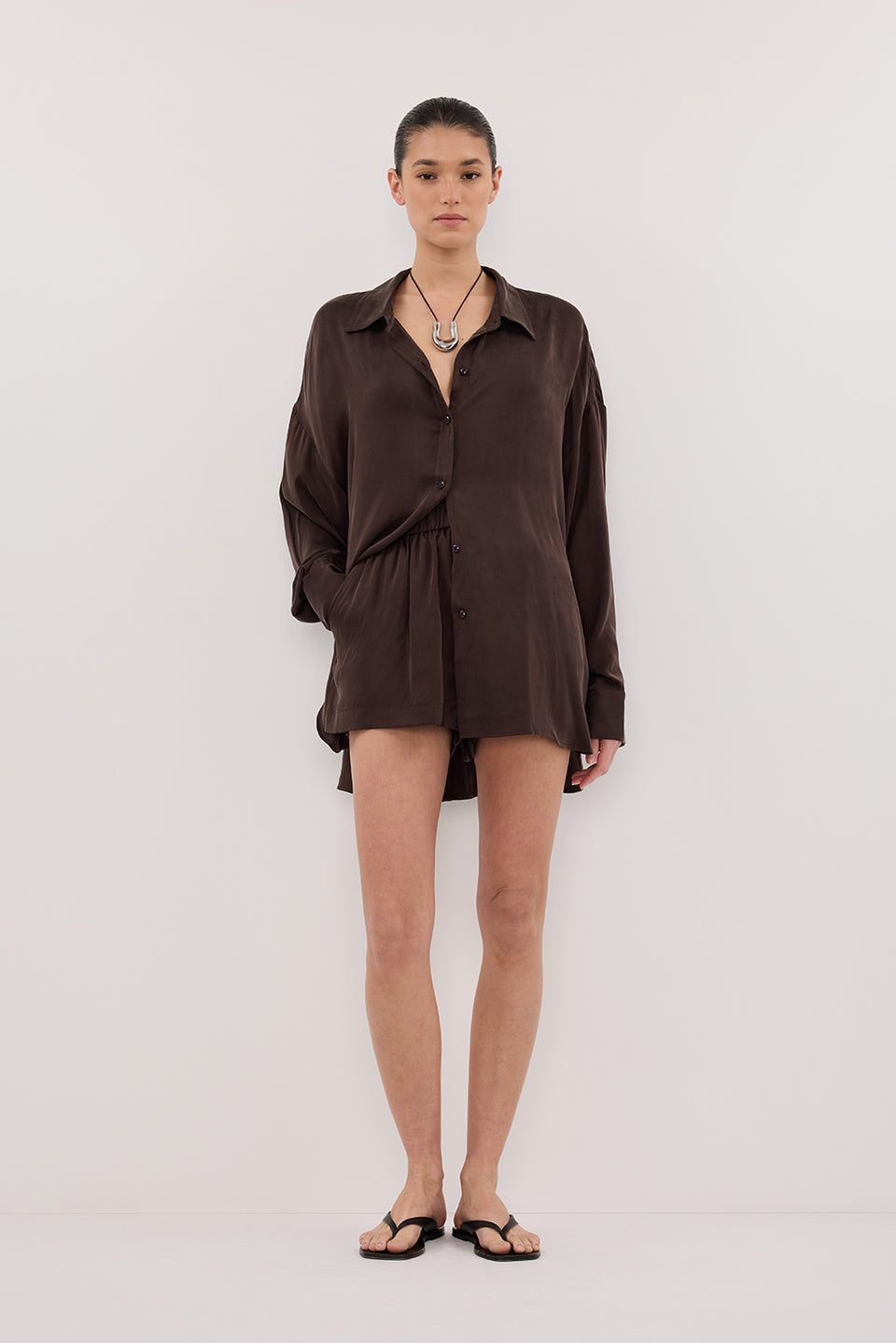 ISLA BITTER CHOC SILK SHORT Clothing DISSH Boutiques 14 BITTER CHOCOLATE 