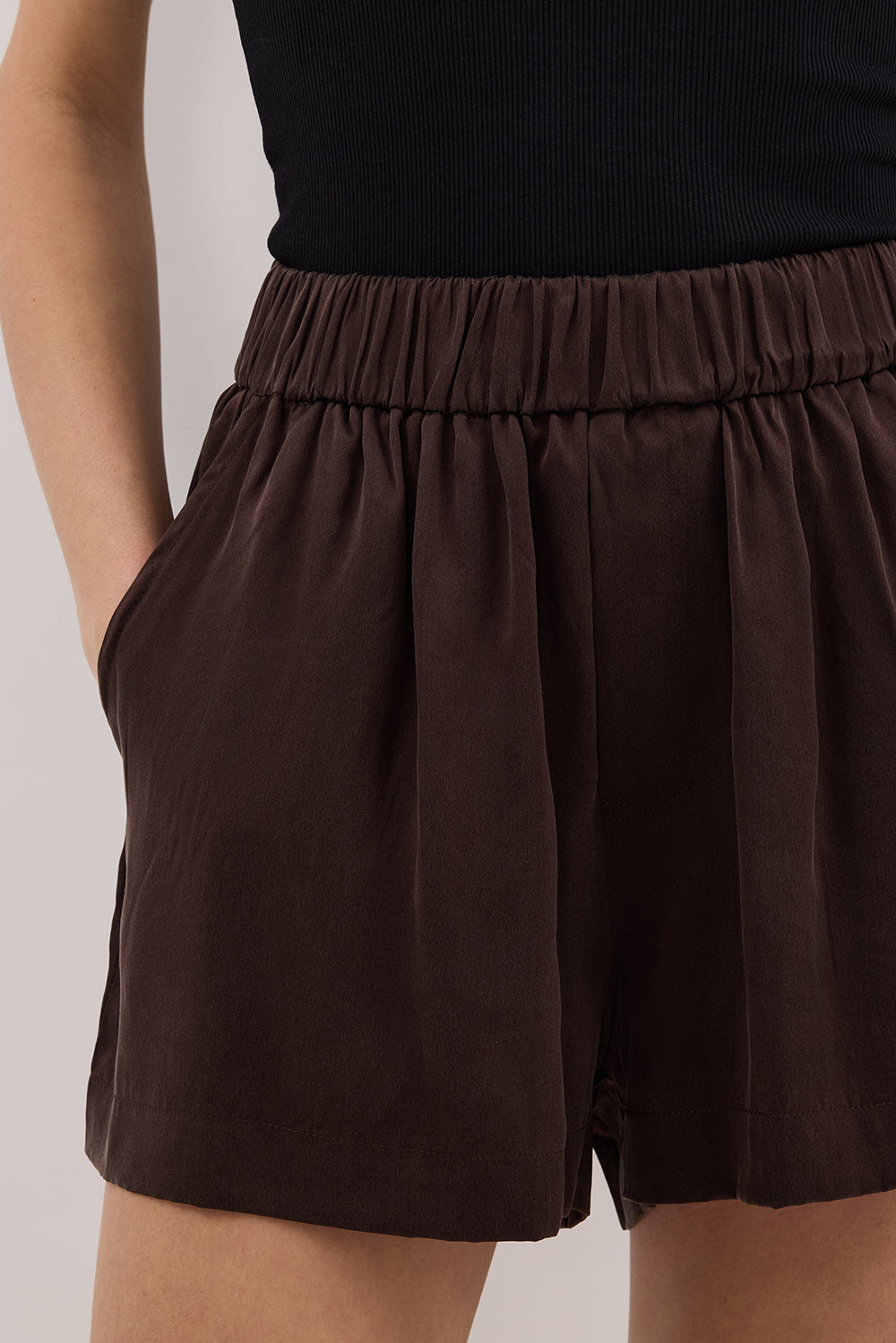 ISLA BITTER CHOC SILK SHORT Clothing DISSH Boutiques 