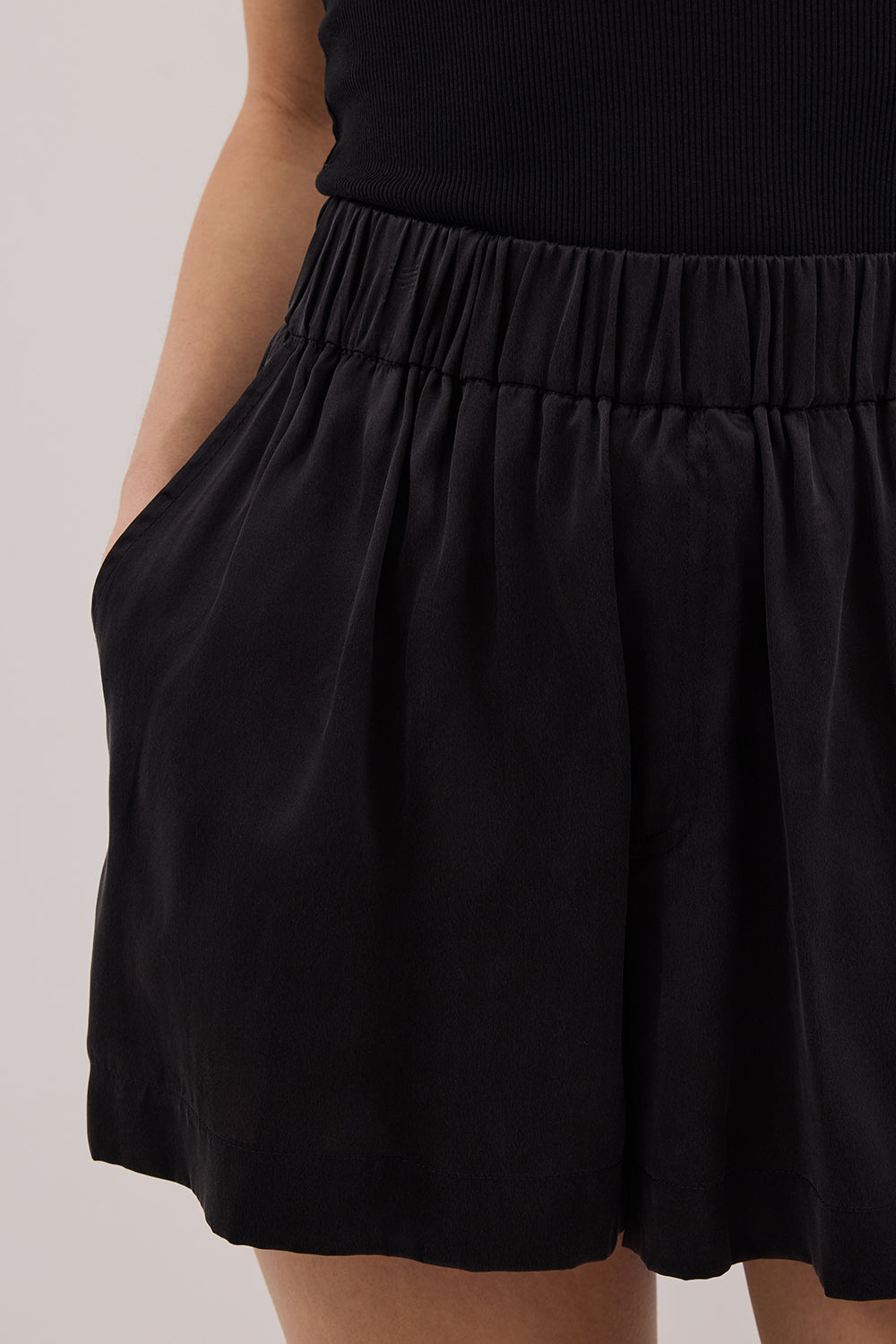 ISLA BLACK SILK SHORT Clothing DISSH Boutiques 