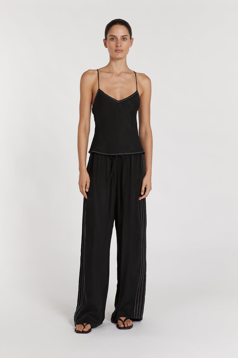 KEELY BLACK CUPRO DRAWSTRING PANT | Dissh