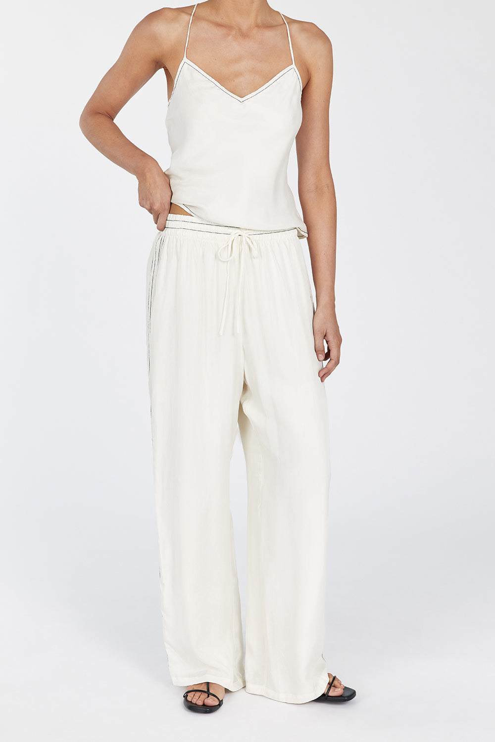 KEELY CREAM CUPRO DRAWSTRING PANT | Dissh