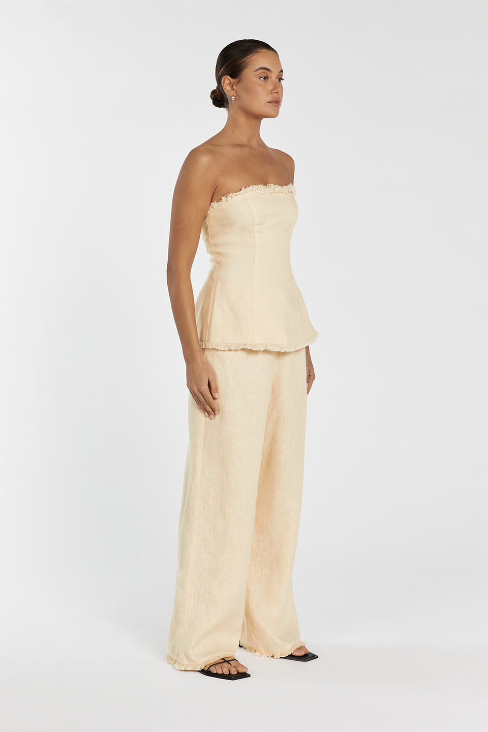 ZAHARA LEMON LINEN FRINGED PANT Clothing DISSH Boutiques 