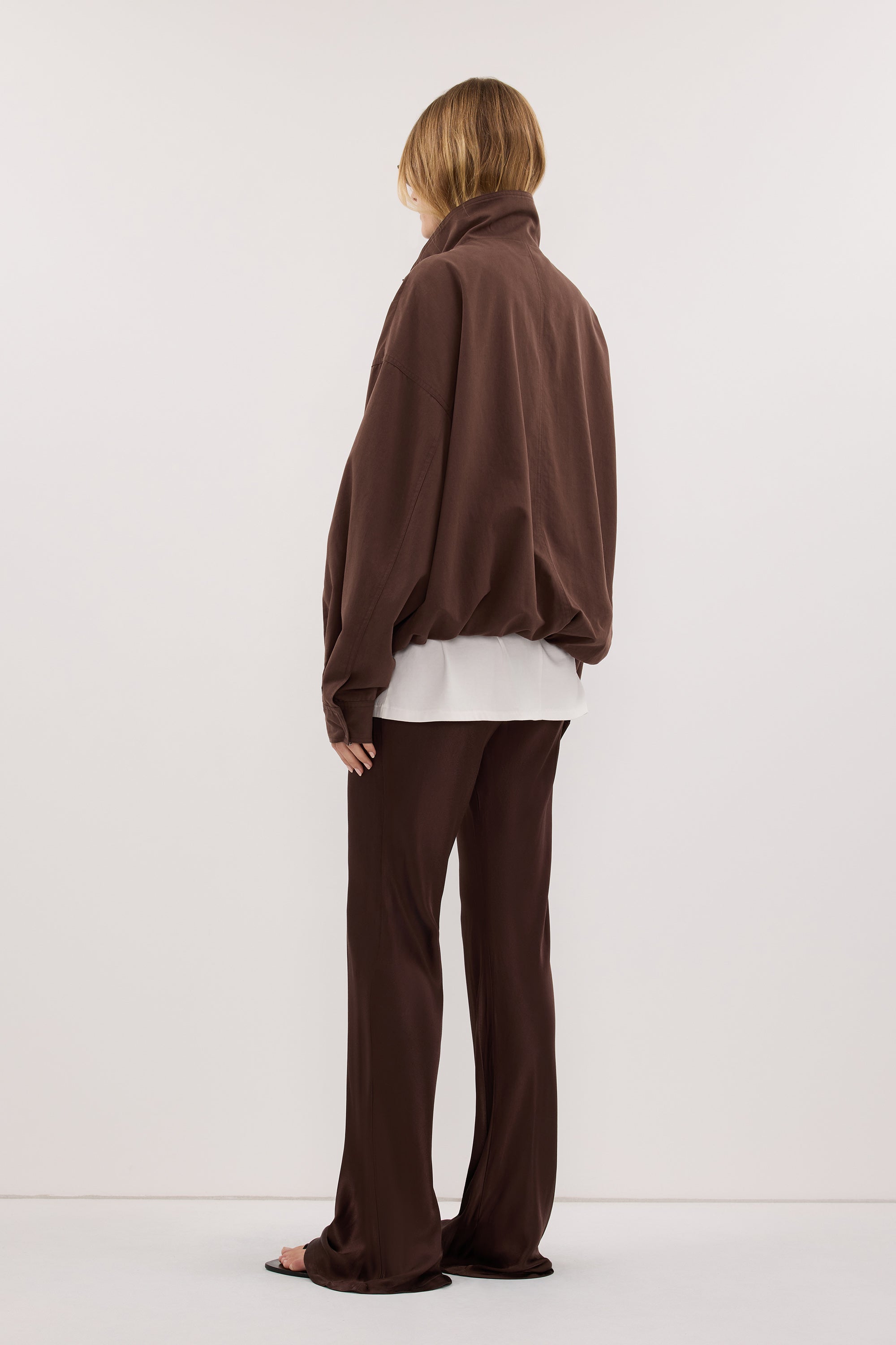 NIKKI BITTER CHOC SATIN BIAS PANT