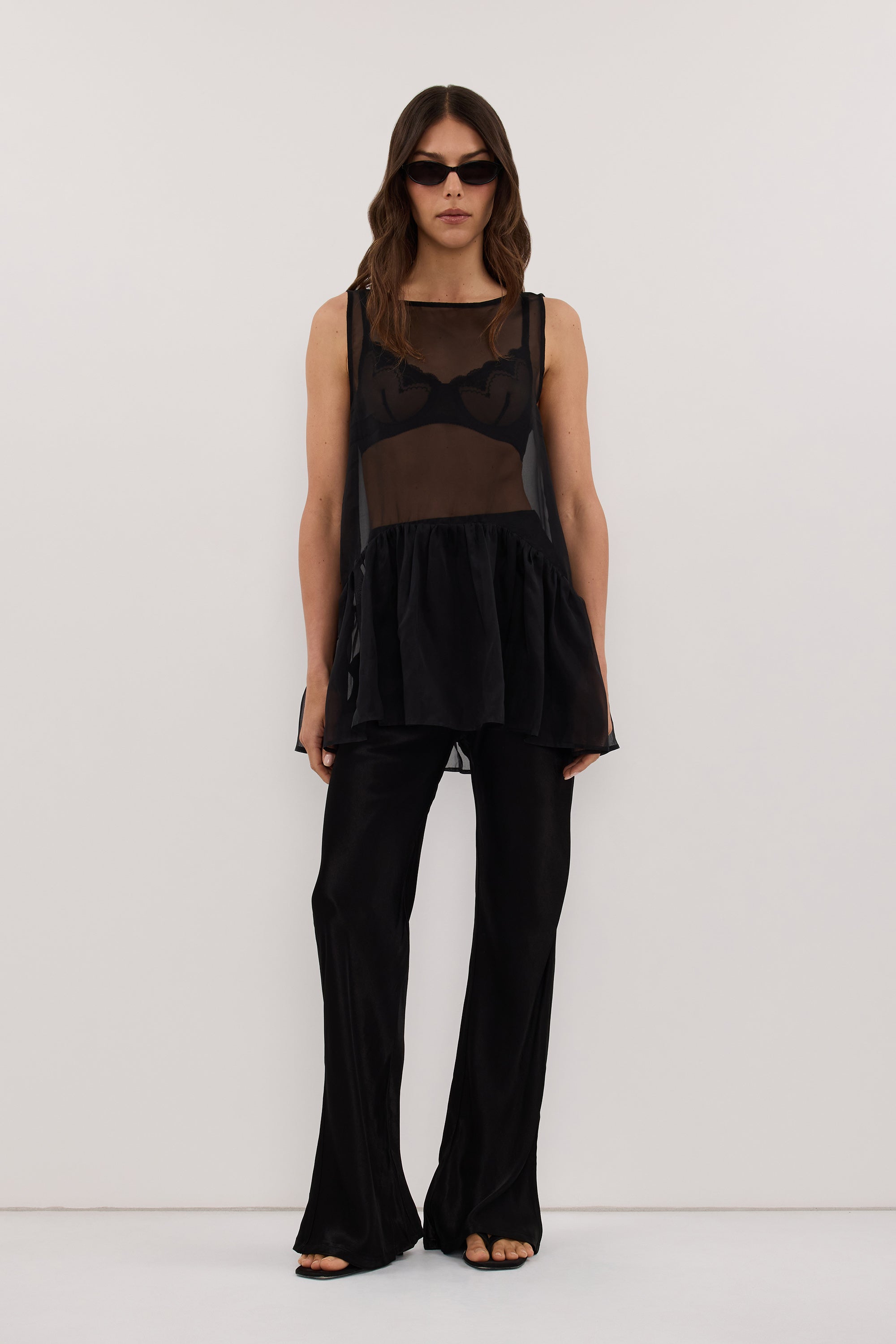 NIKKI BLACK SATIN BIAS PANT