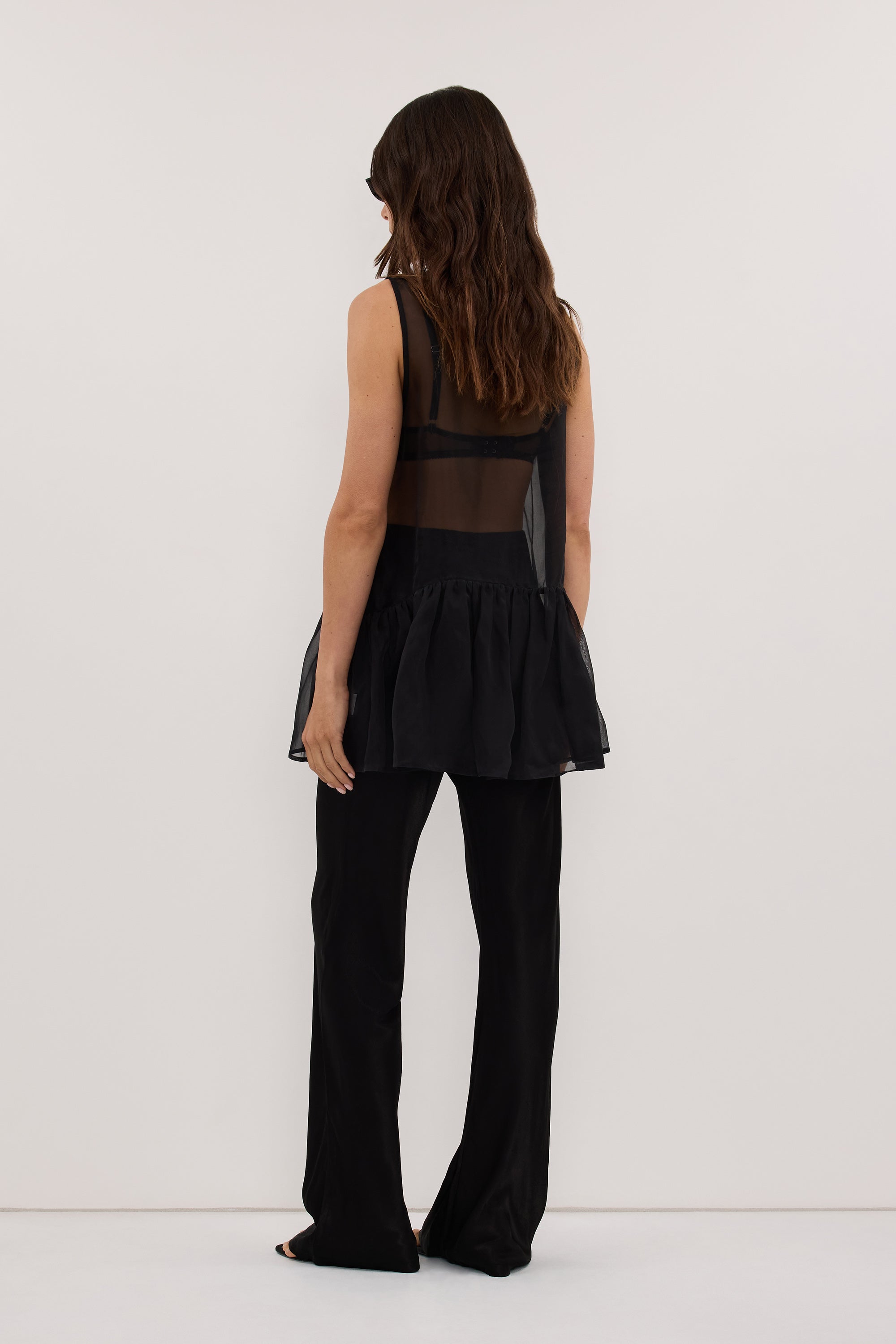 NIKKI BLACK SATIN BIAS PANT