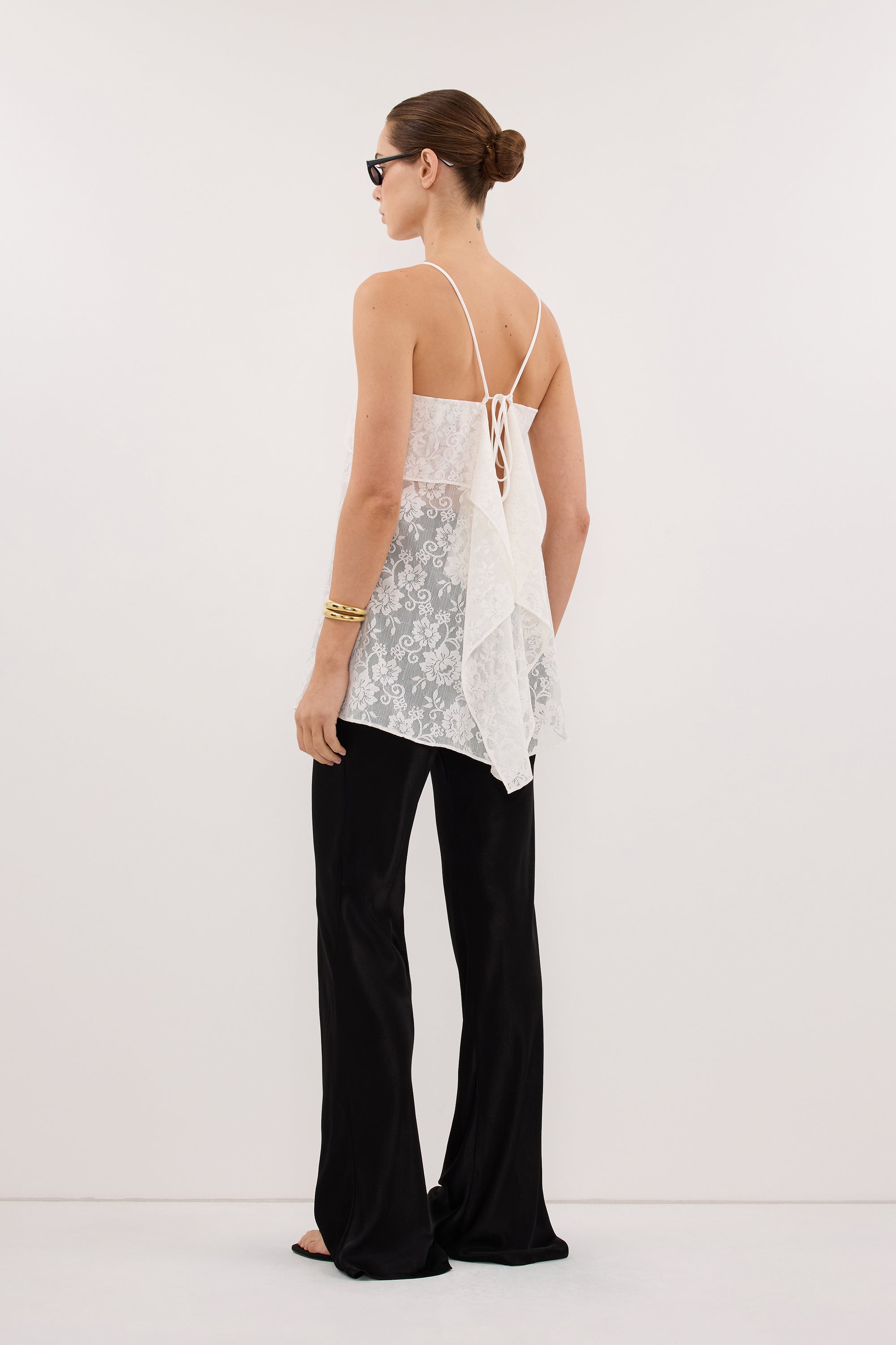 NIKKI BLACK SATIN BIAS PANT