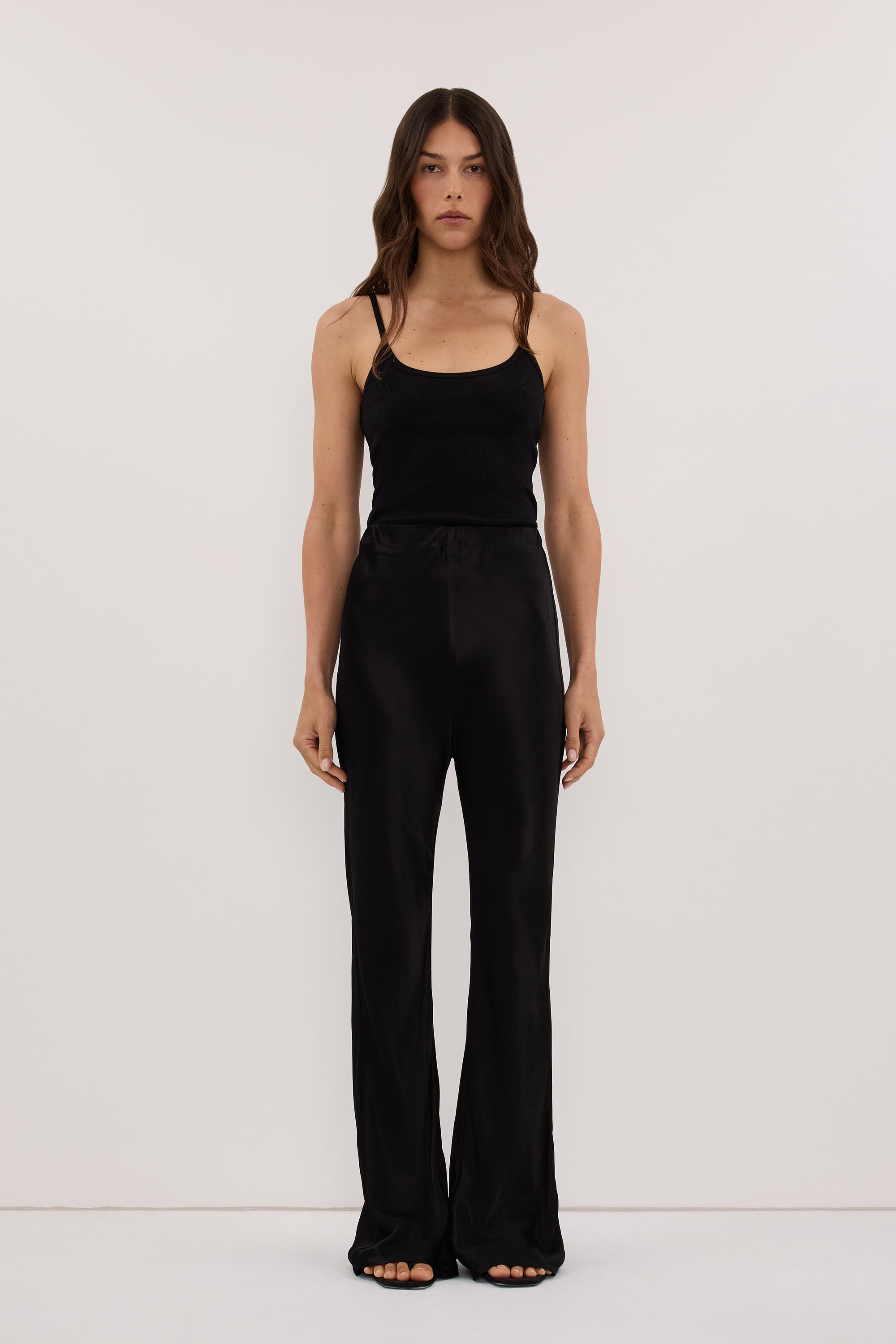 NIKKI BLACK SATIN BIAS PANT