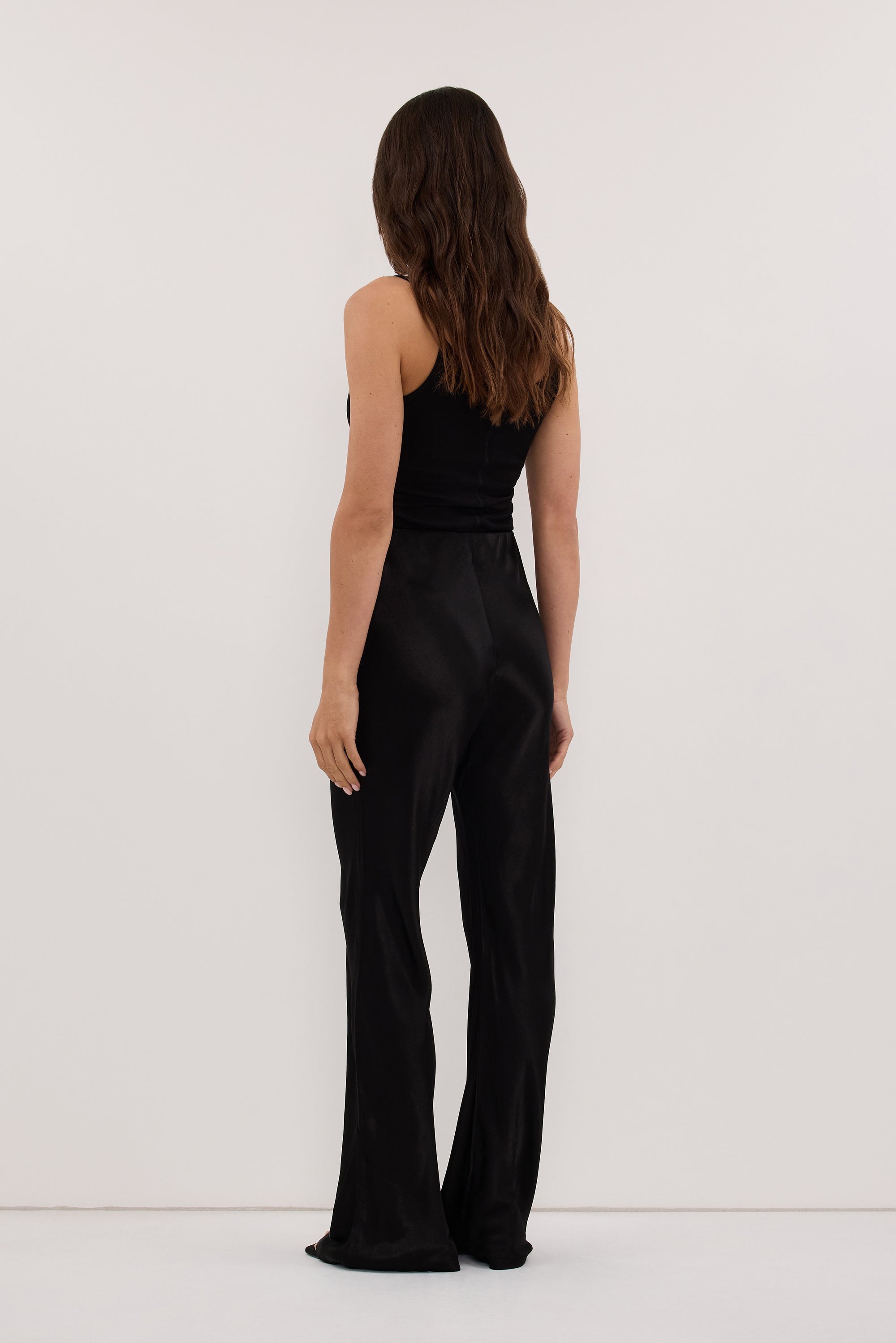 NIKKI BLACK SATIN BIAS PANT