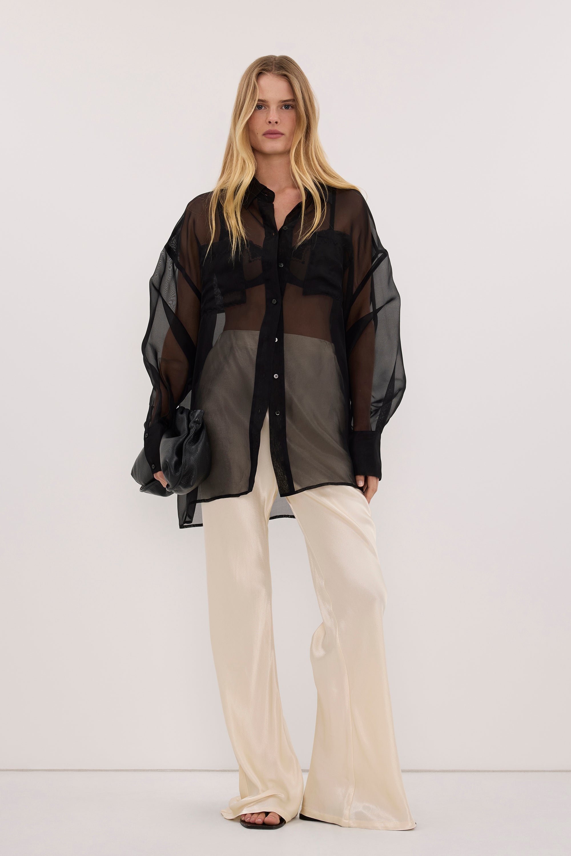 NIKKI CREAM SATIN BIAS PANT